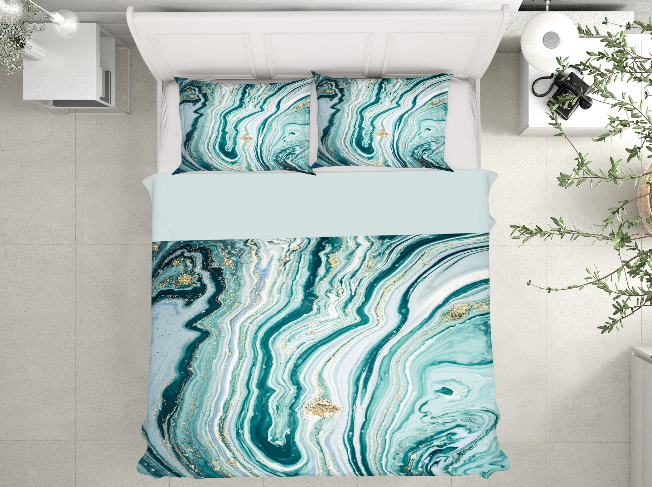 3D Green Marble Pattern 16143 Bed Pillowcases Quilt