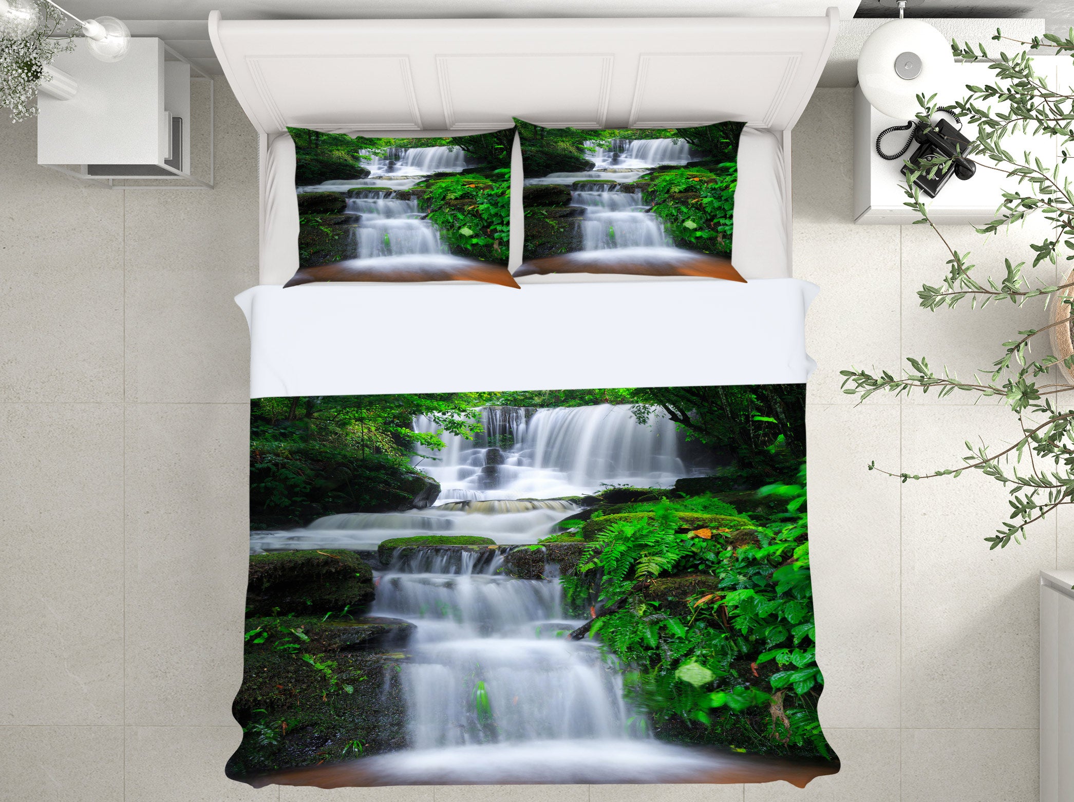 3D Waterfall Grass 15116 Bed Pillowcases Quilt