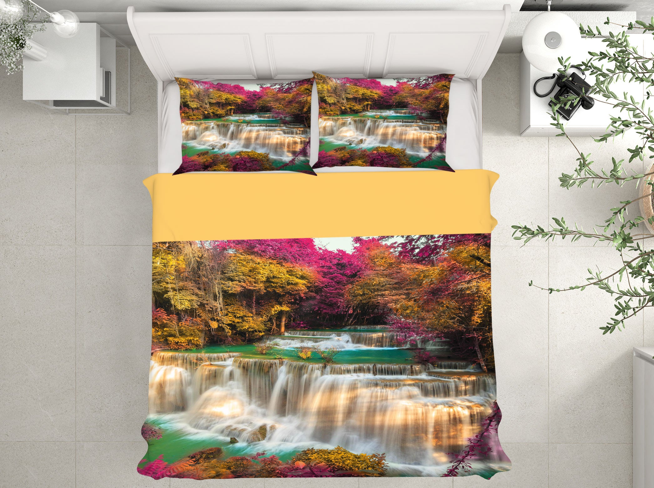 3D Waterfall Trees 15113 Bed Pillowcases Quilt