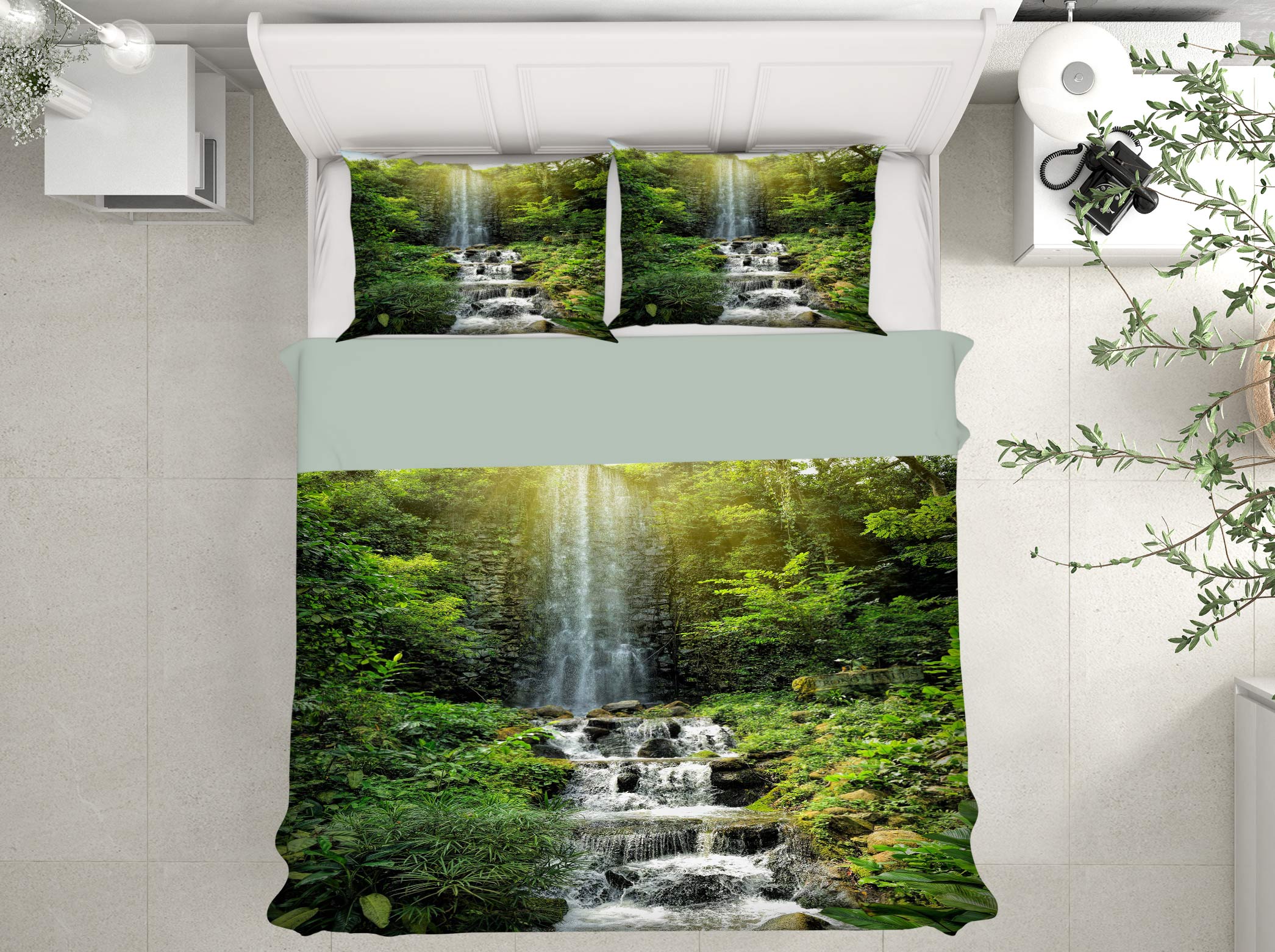 3D Waterfall Meadow 15145 Bed Pillowcases Quilt