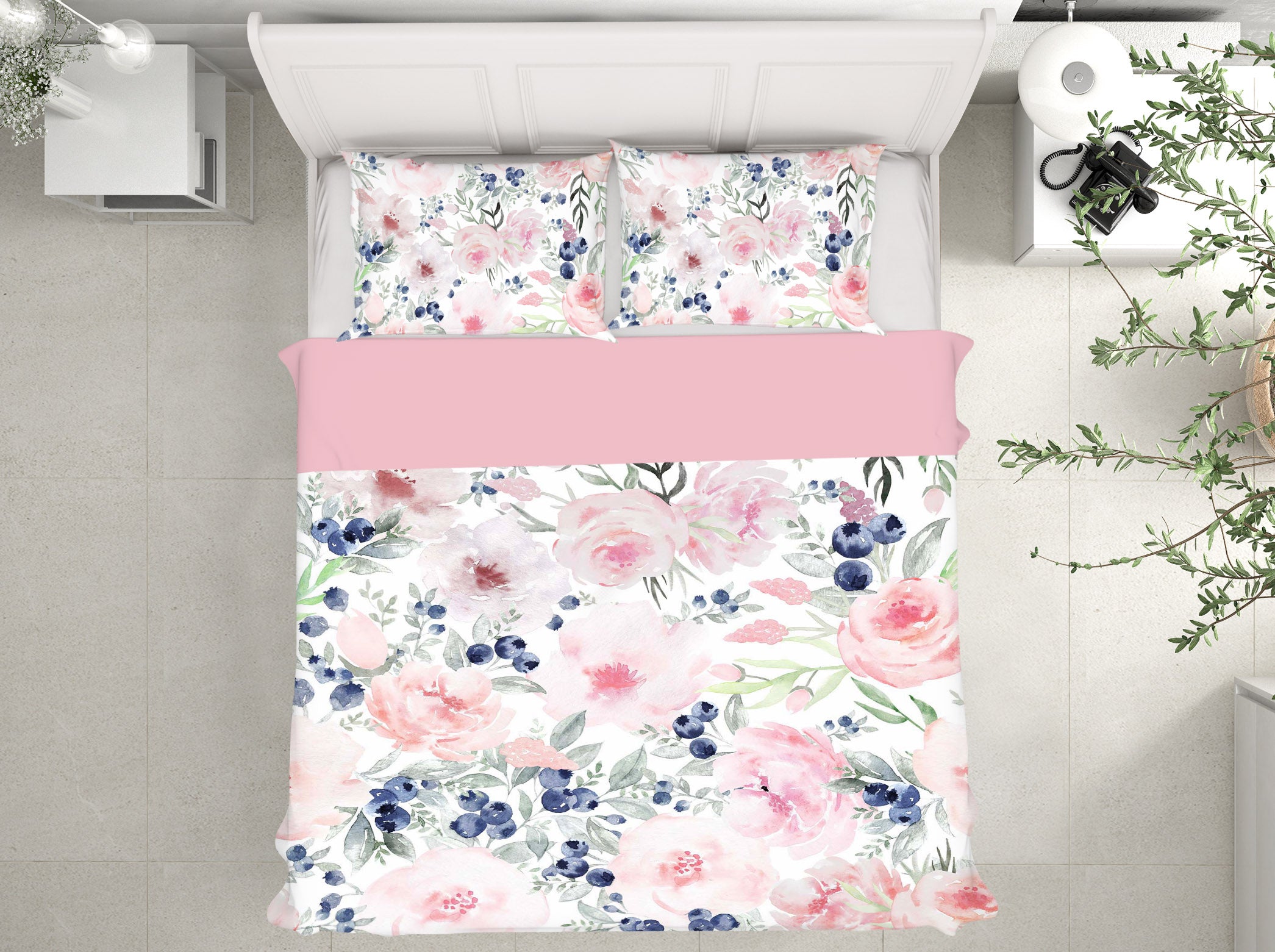 3D Blueberry Pink Flower 18188 Uta Naumann Bedding Bed Pillowcases Quilt