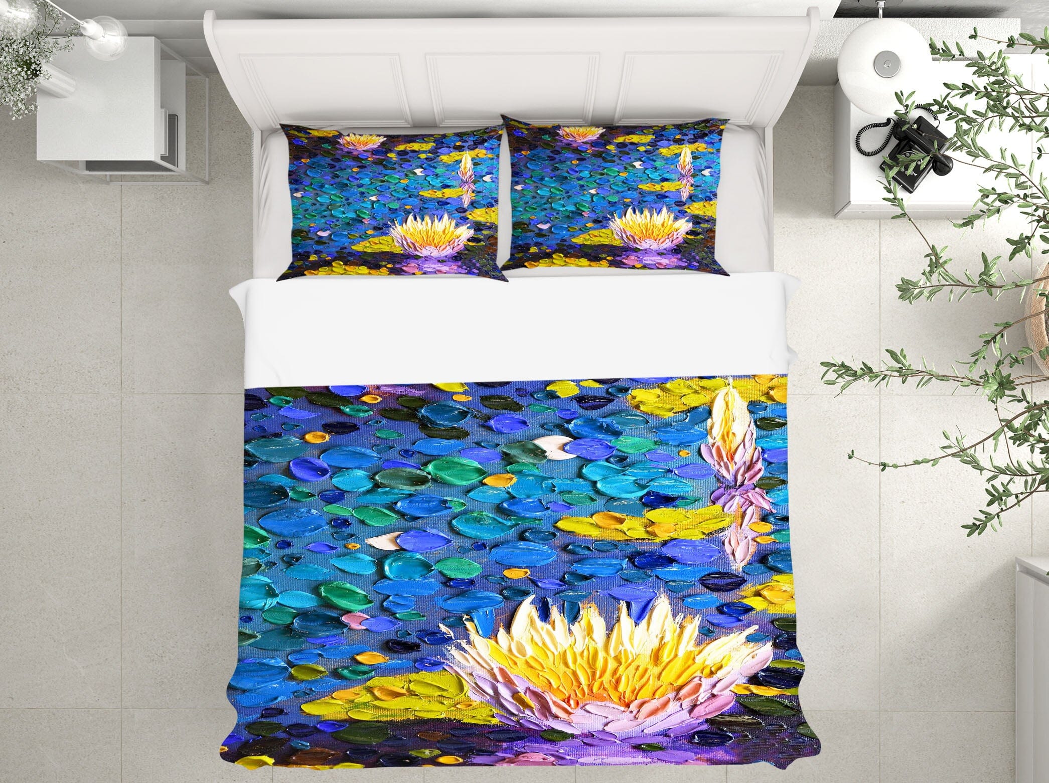 3D Water Lily 2122 Dena Tollefson bedding Bed Pillowcases Quilt Quiet Covers AJ Creativity Home 