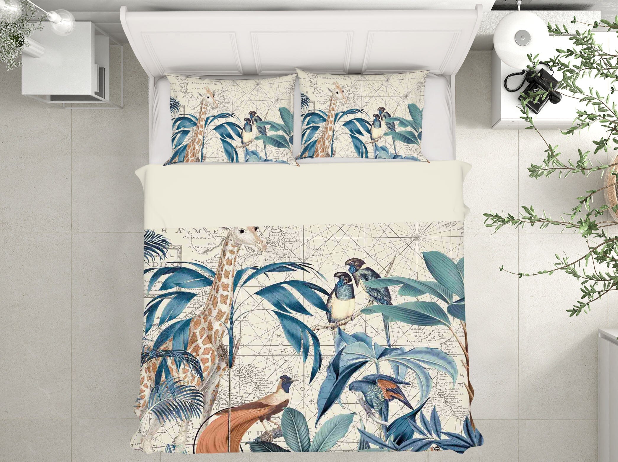 3D Palm Tree Map 2146 Andrea haase Bedding Bed Pillowcases Quilt Quiet Covers AJ Creativity Home 