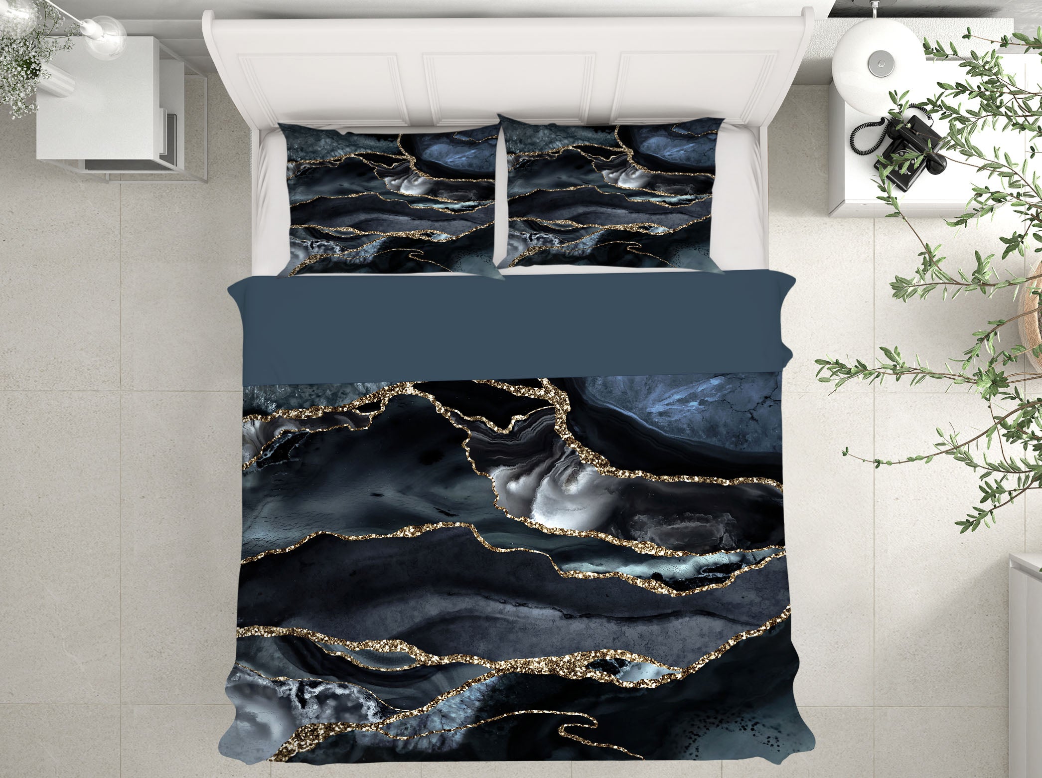 3D Black Gold Rim Marble 18129 Uta Naumann Bedding Bed Pillowcases Quilt