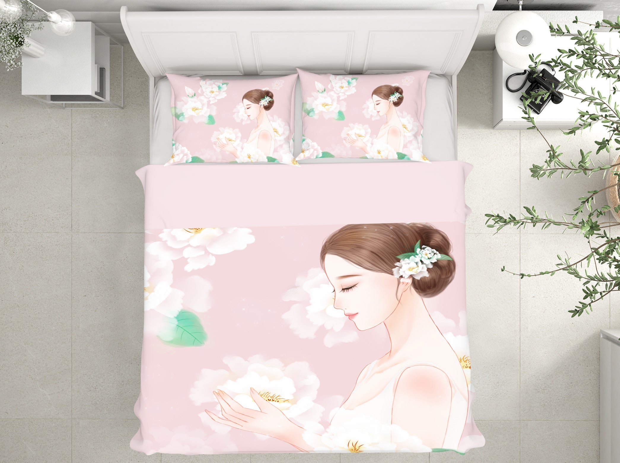 3D Female Pink Flowers 12003 Bed Pillowcases Quilt