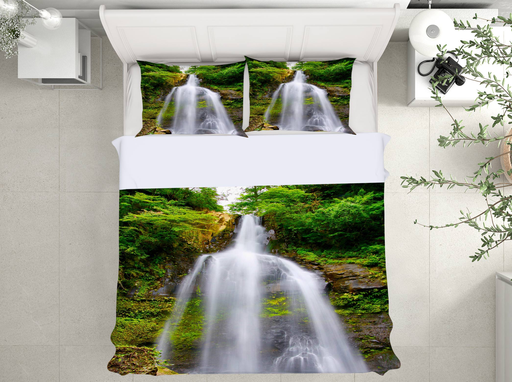 3D Mountain Waterfall 15156 Bed Pillowcases Quilt