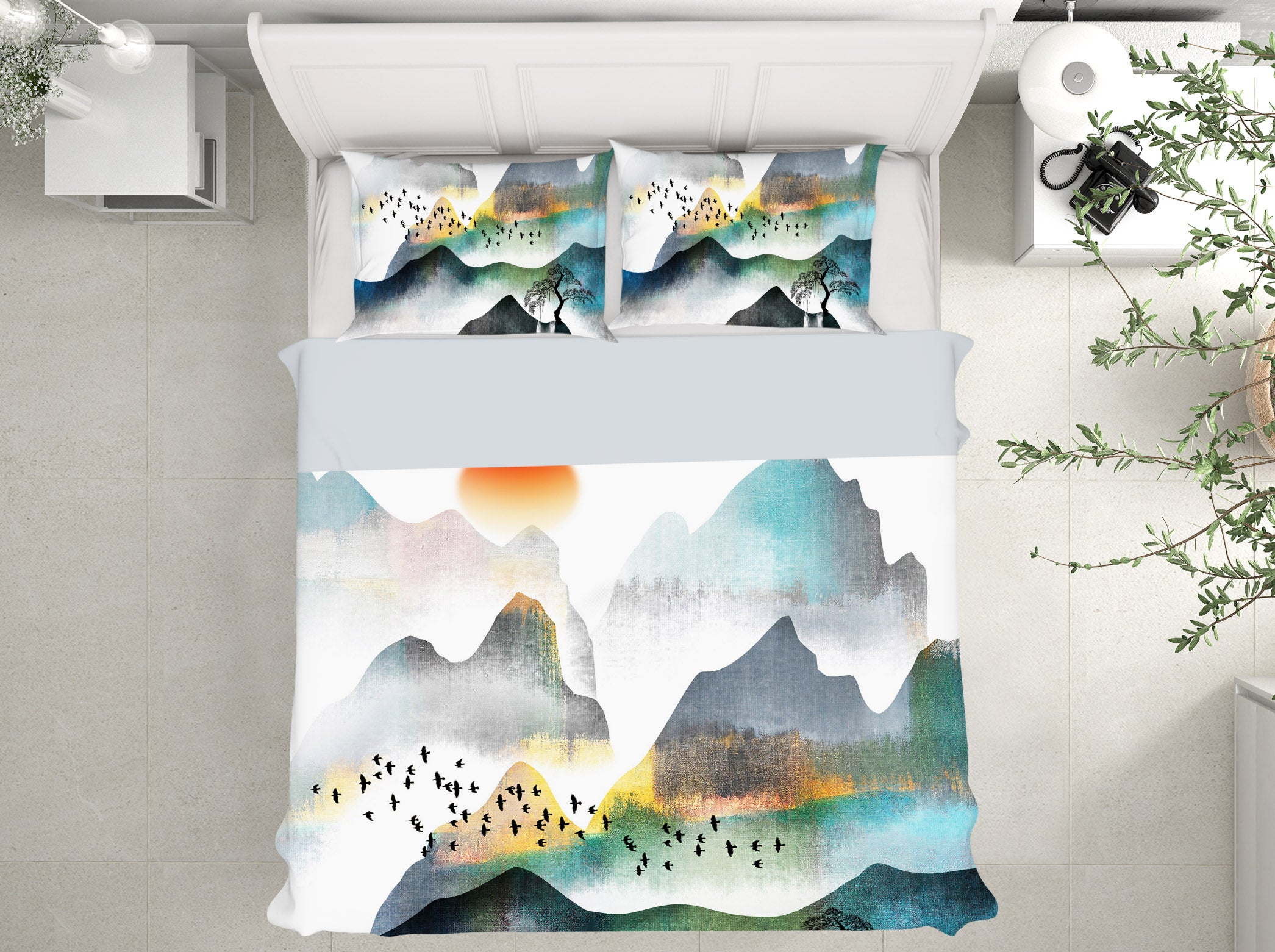 3D Mountains Rivers 16038 Bed Pillowcases Quilt