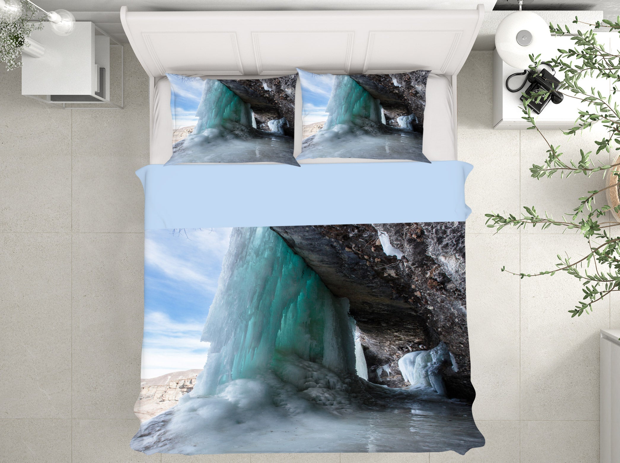 3D Ice Waterfall 15183 Bed Pillowcases Quilt