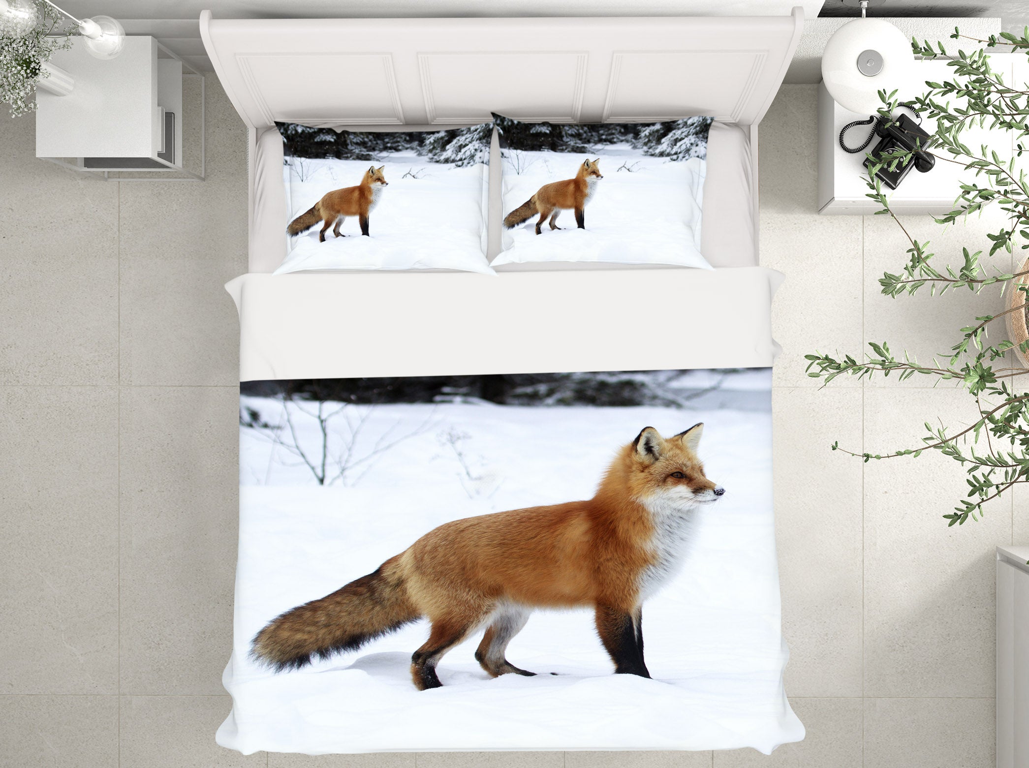 3D Fox Snow 19205 Bed Pillowcases Quilt