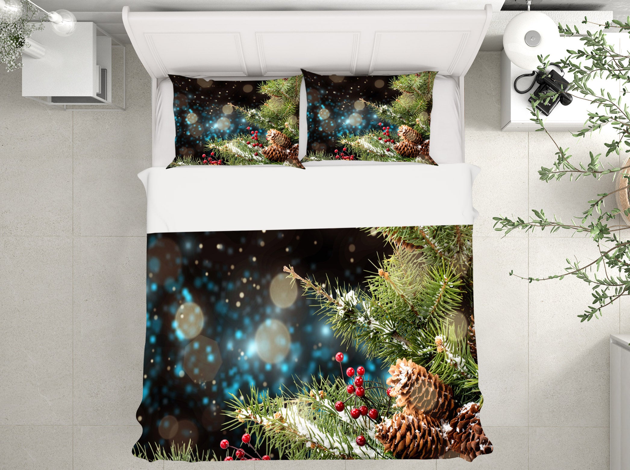 3D Pine Cones Tree Pendant 51145 Christmas Quilt Duvet Cover Xmas Bed Pillowcases