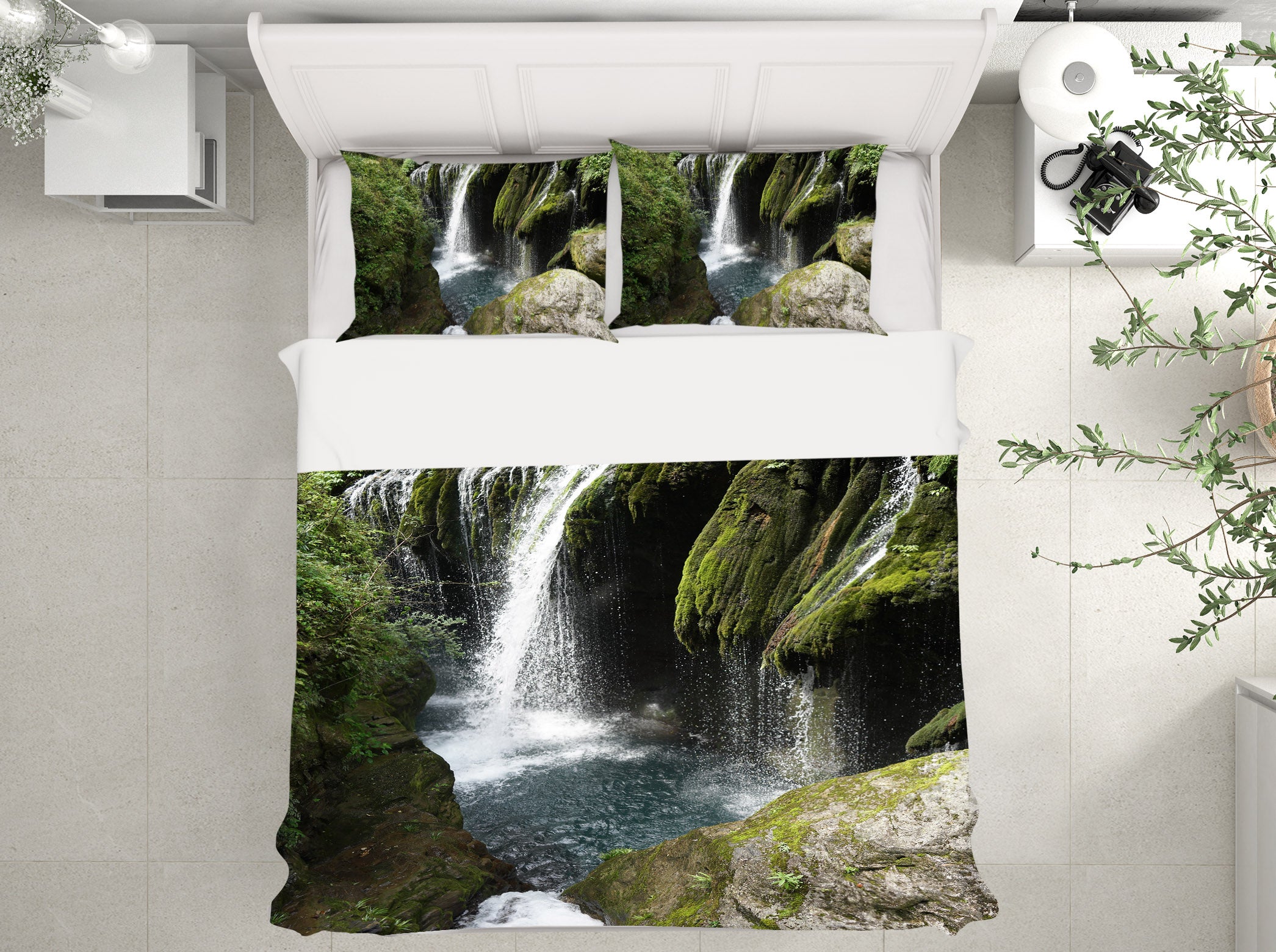 3D Mountain Waterfall 19201 Bed Pillowcases Quilt