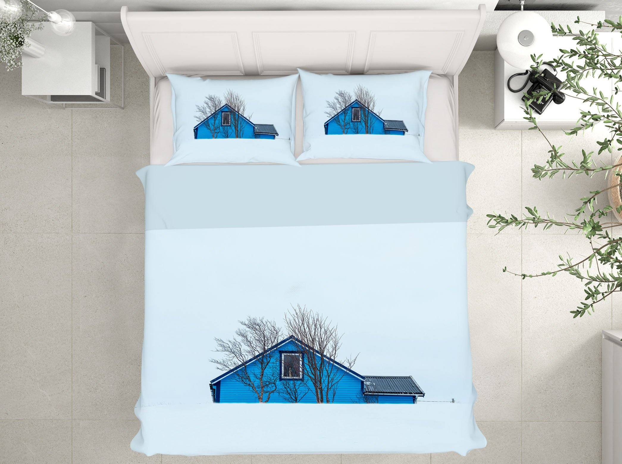 3D Blue House 2155 Marco Carmassi Bedding Bed Pillowcases Quilt Quiet Covers AJ Creativity Home 