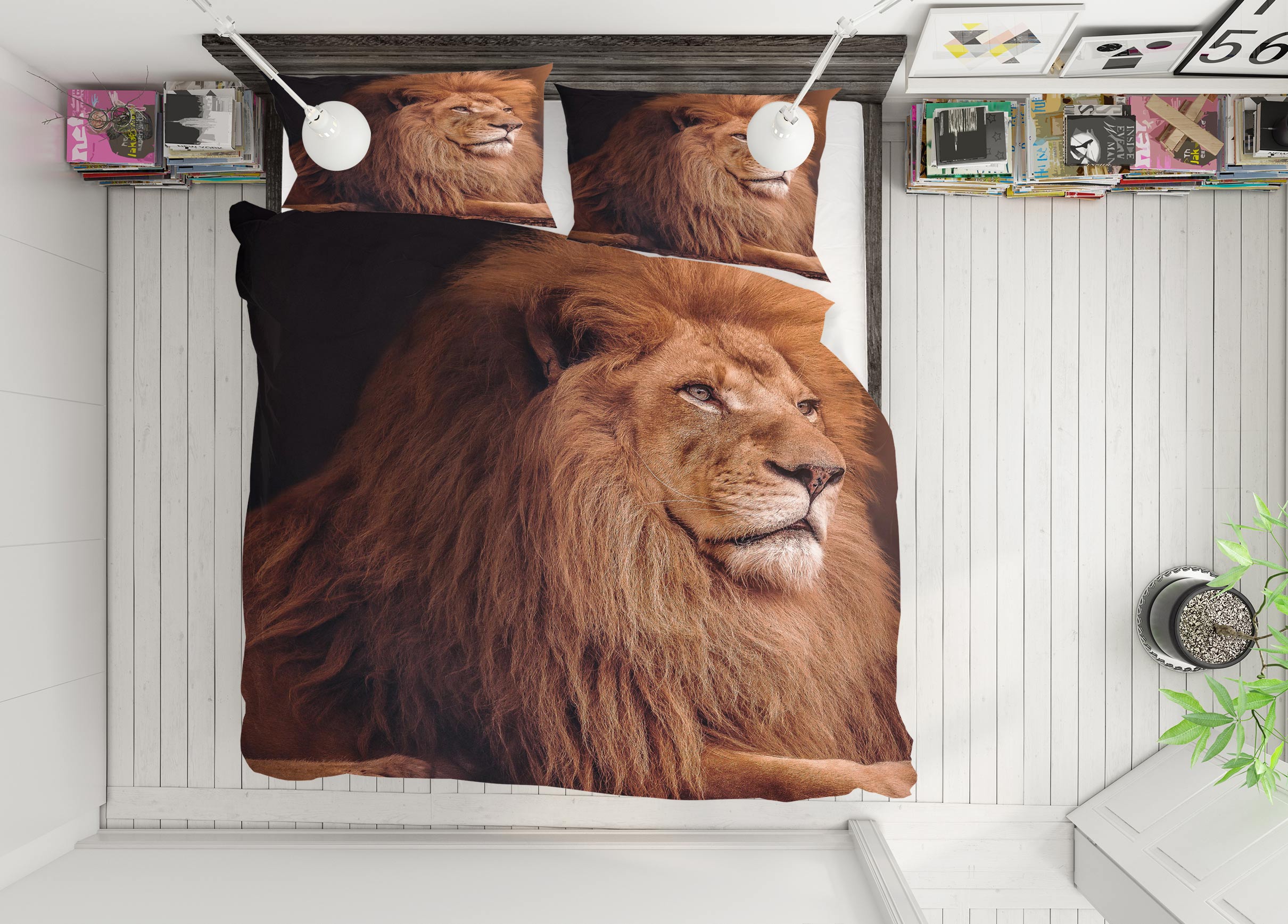3D Lion 60004 Bed Pillowcases Quilt