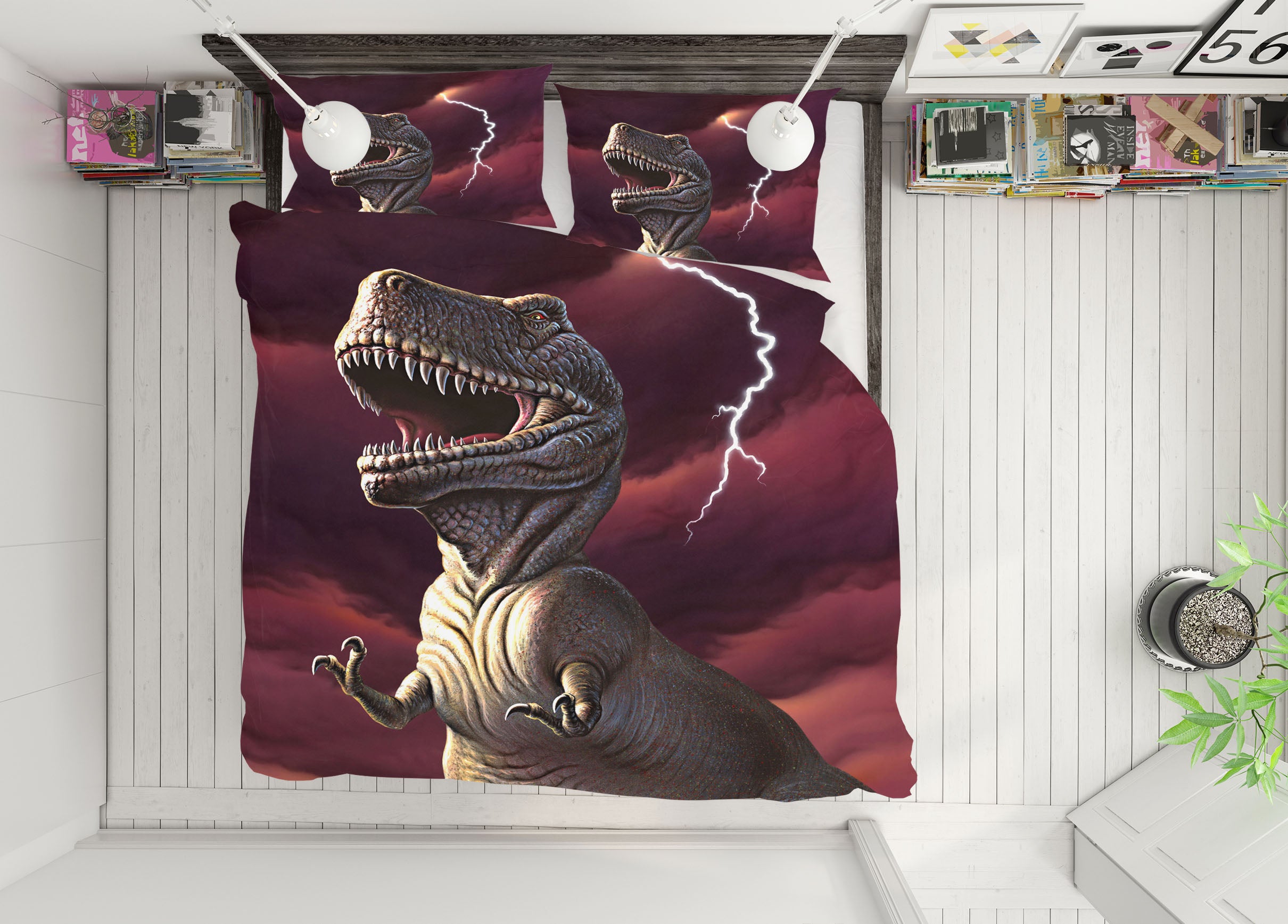 3D Lightning Dinosaur 18065 Jerry LoFaro bedding Bed Pillowcases Quilt