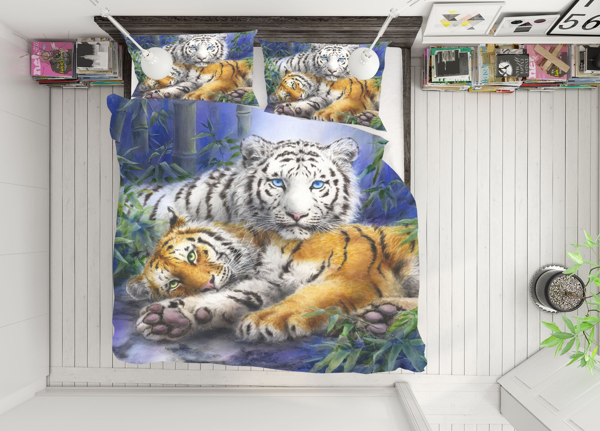 3D Bamboo Tiger 4215 Kayomi Harai Bedding Bed Pillowcases Quilt Cover Duvet Cover