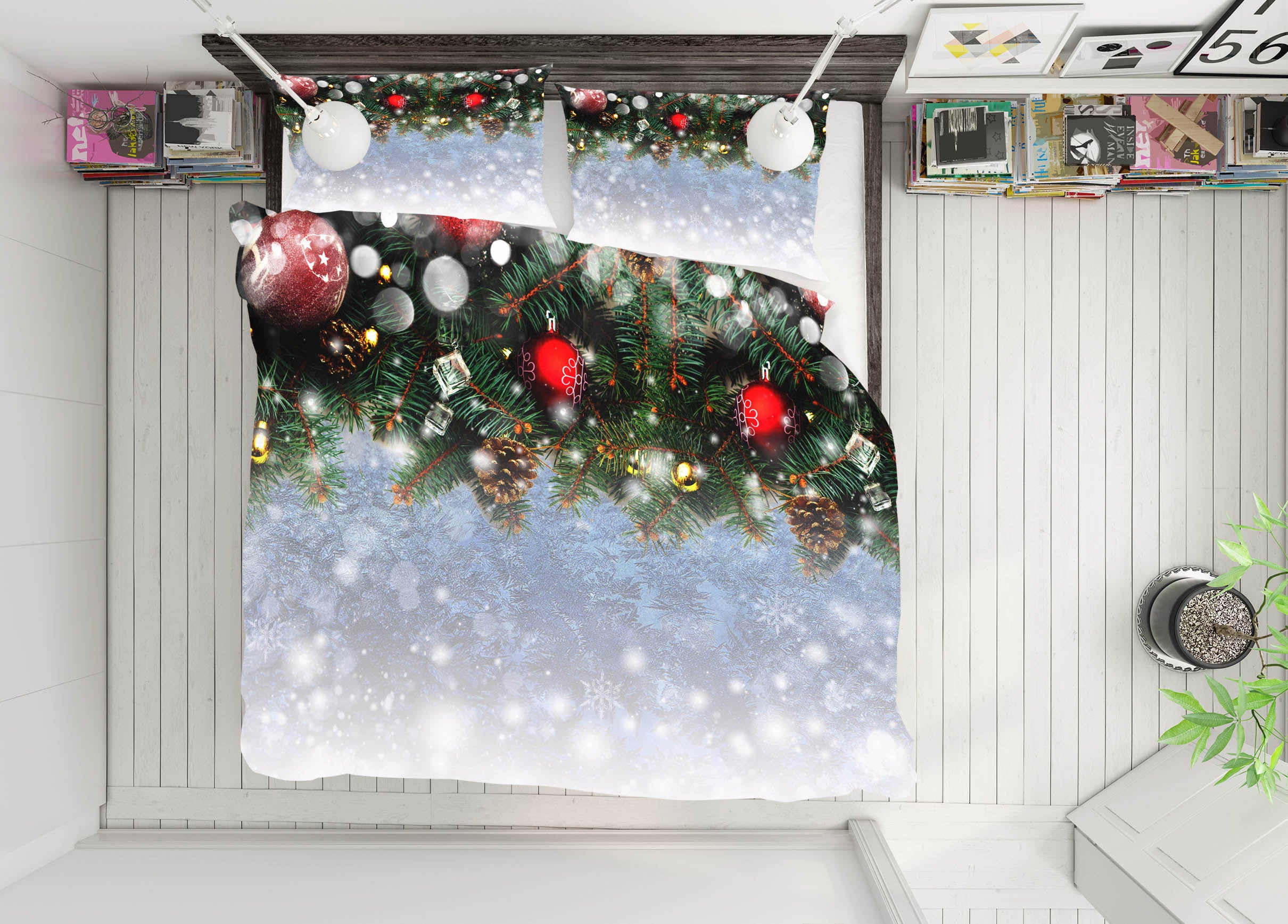 3D Snowflake Ball 51136 Christmas Quilt Duvet Cover Xmas Bed Pillowcases