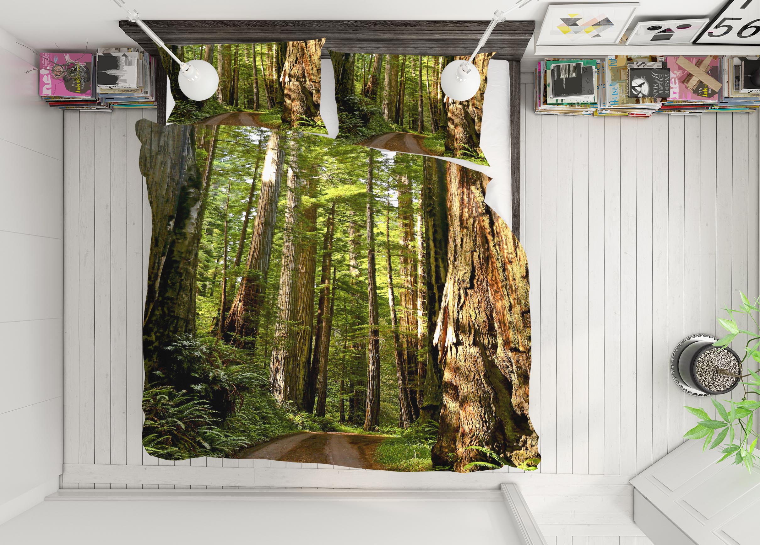 3D Forest Trees 8672 Kathy Barefield Bedding Bed Pillowcases Quilt