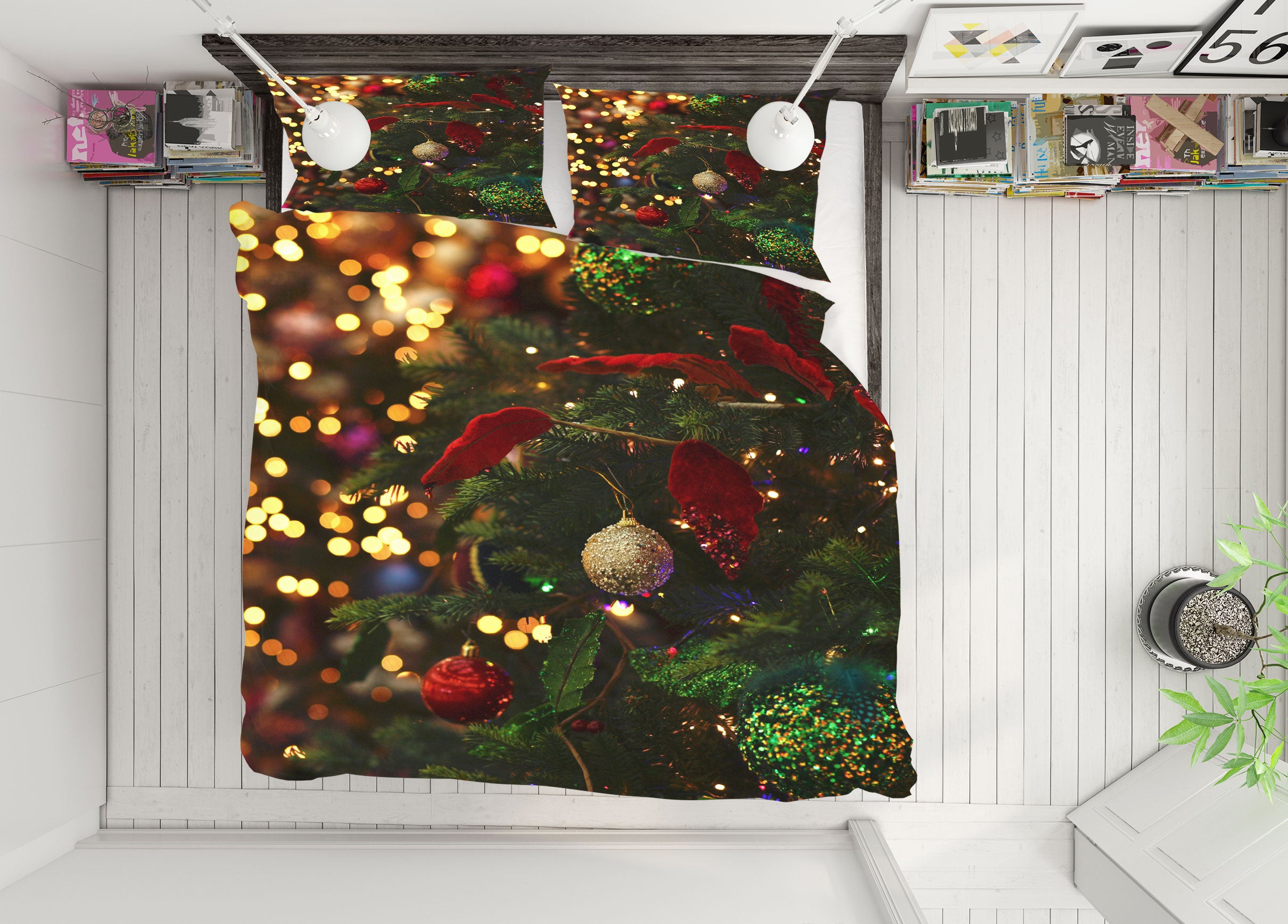 3D Branch Pendant 51031 Christmas Quilt Duvet Cover Xmas Bed Pillowcases