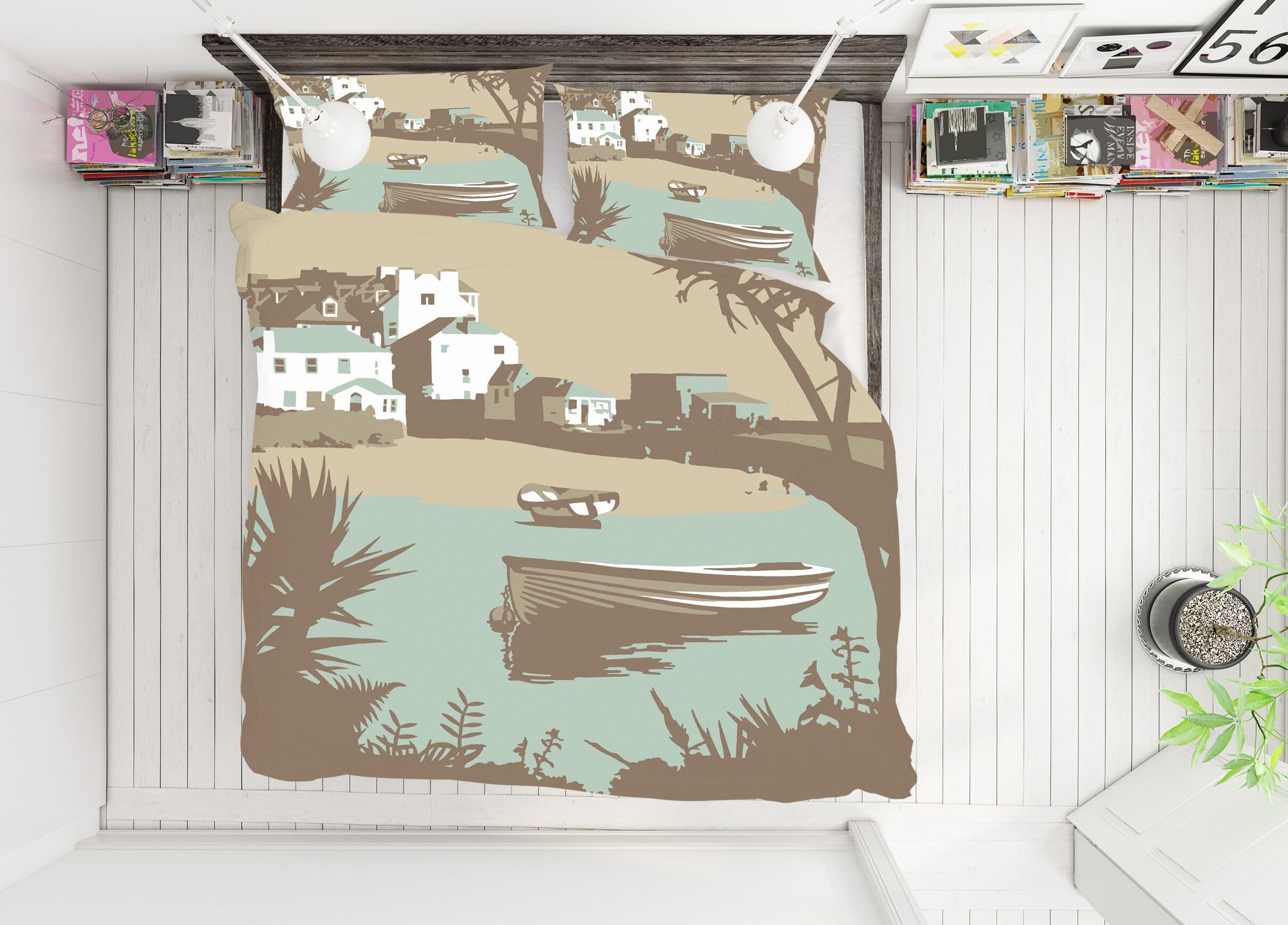 3D River Boat 2065 Steve Read Bedding Bed Pillowcases Quilt Quiet Covers AJ Creativity Home 