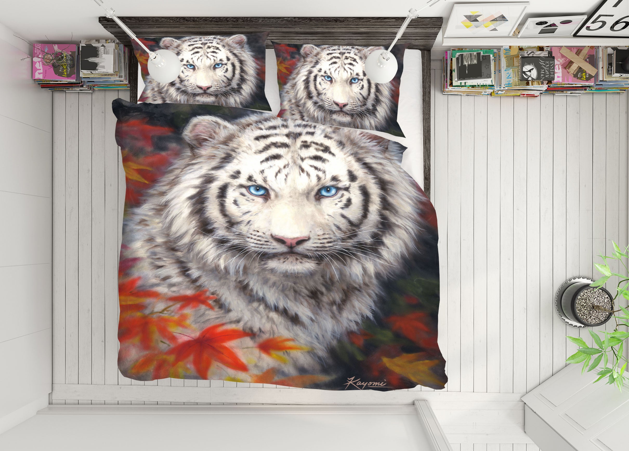 3D Maple Leaf Tiger 5887 Kayomi Harai Bedding Bed Pillowcases Quilt Cover Duvet Cover