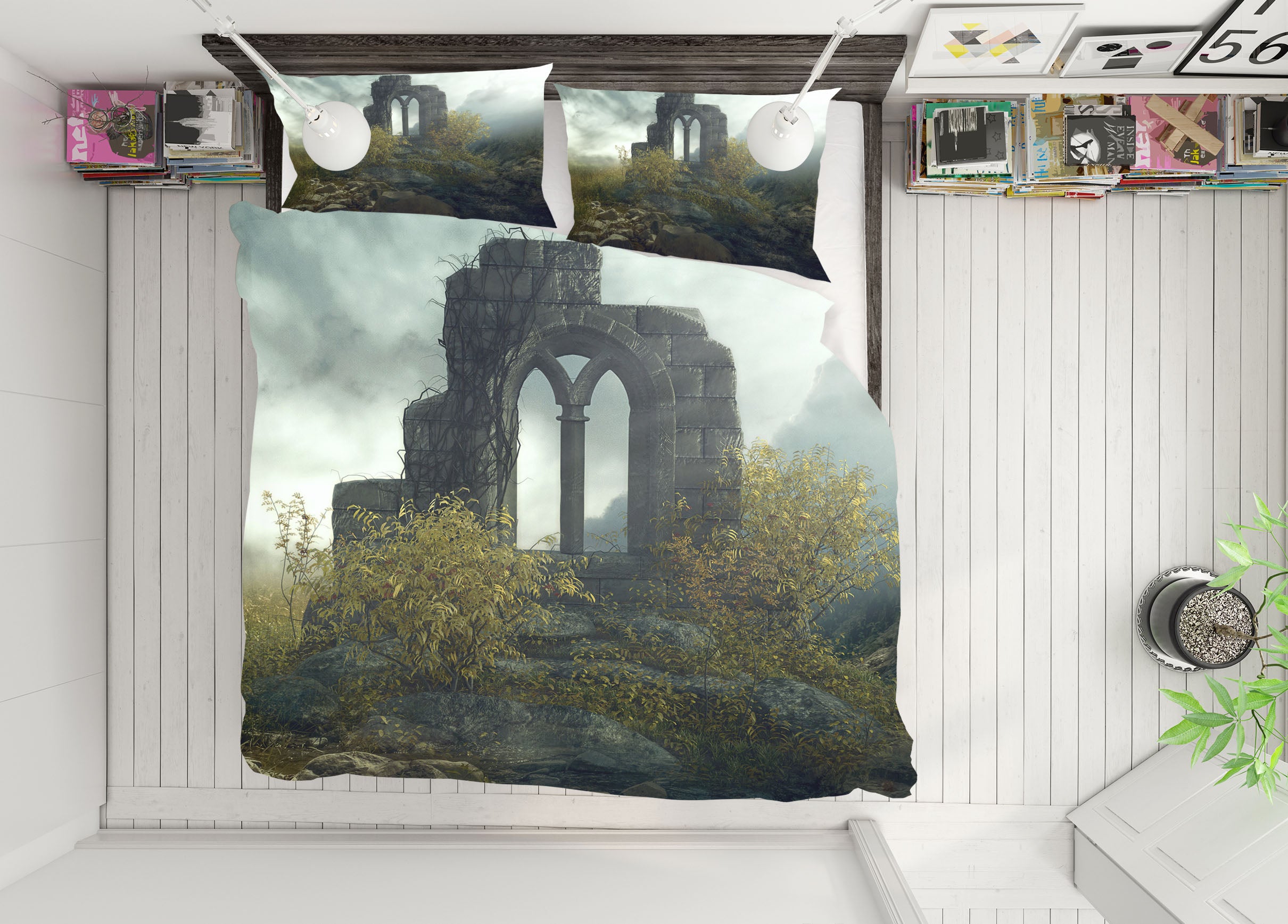 3D Stone Building 19142 Bed Pillowcases Quilt