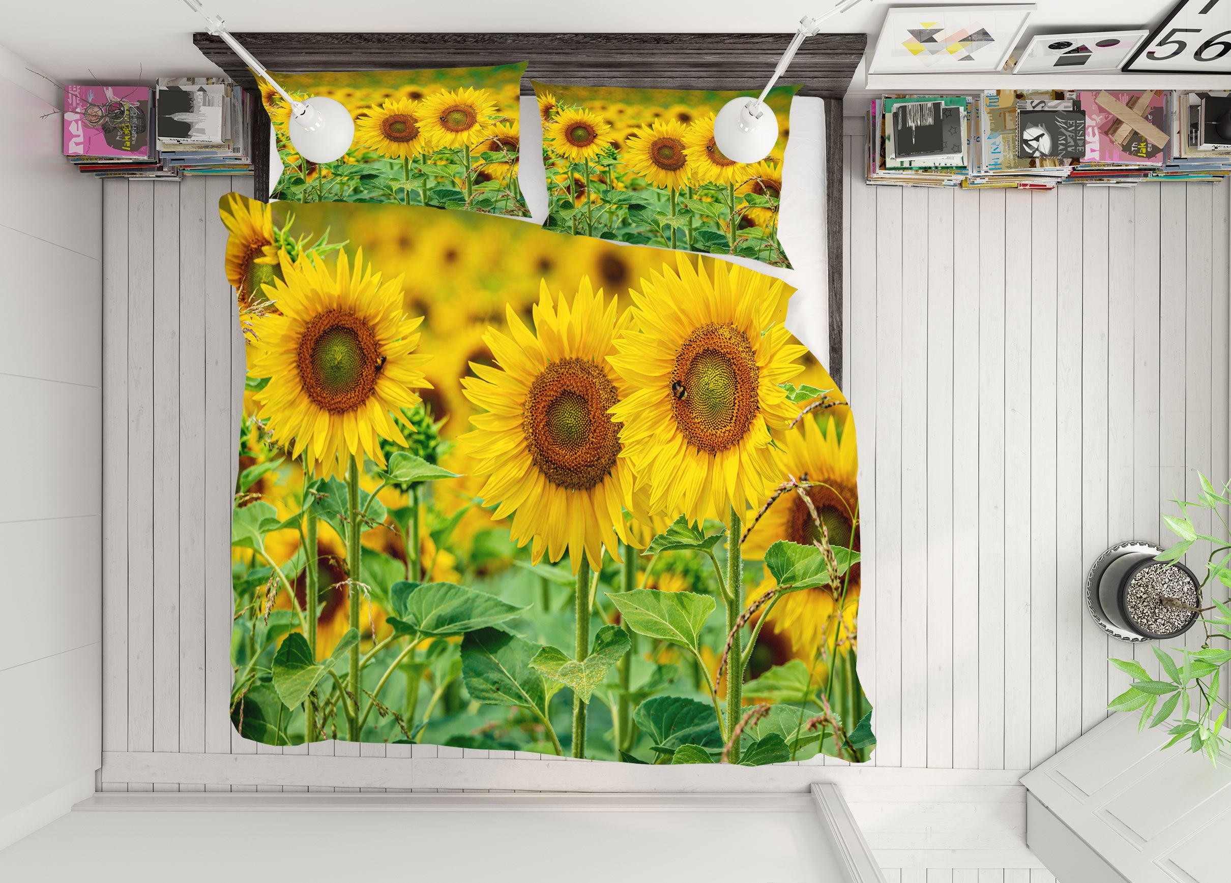 3D Sunflower Bush 59166 Bed Pillowcases Quilt