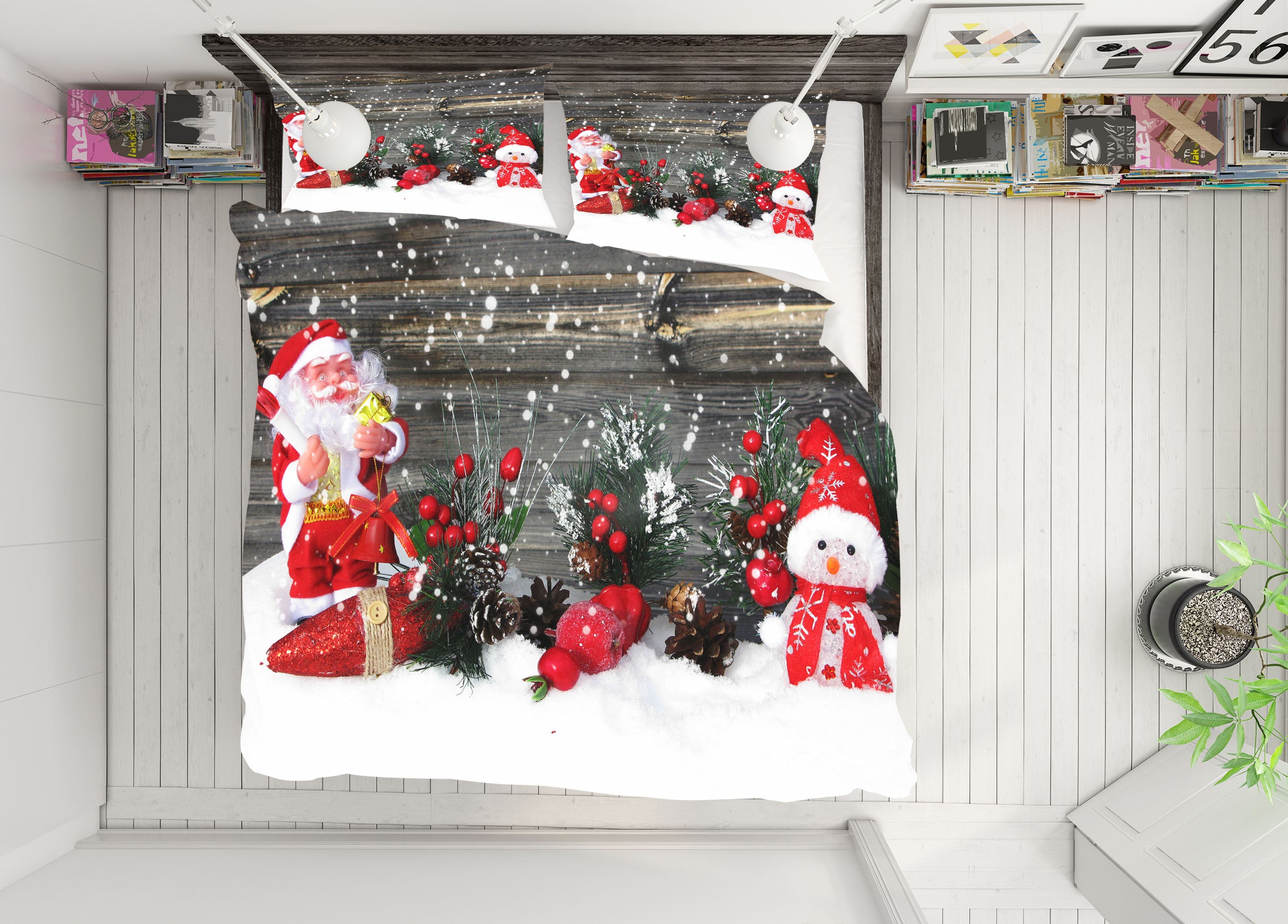 3D Snowman Doll 51125 Christmas Quilt Duvet Cover Xmas Bed Pillowcases