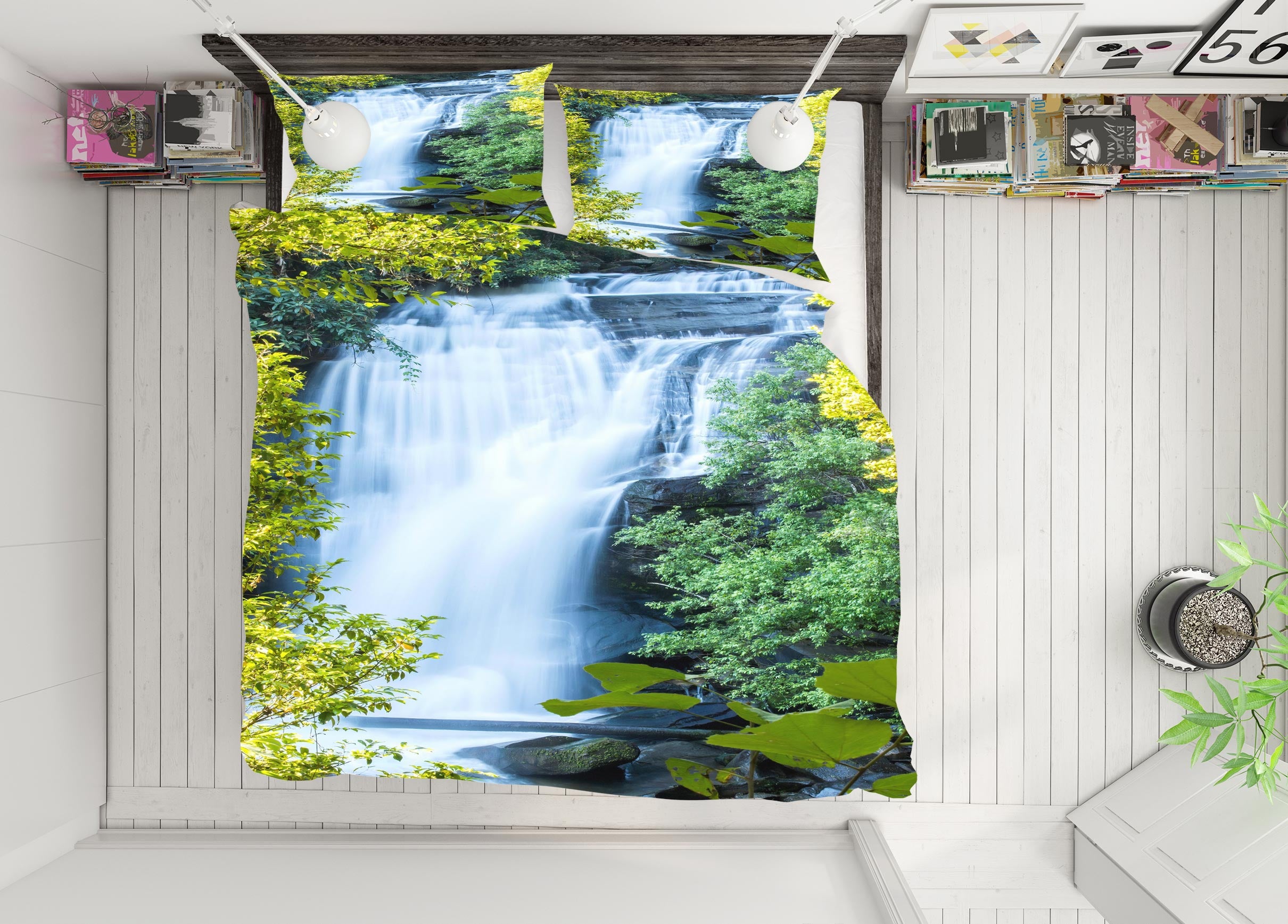 3D Waterfall 59143 Bed Pillowcases Quilt