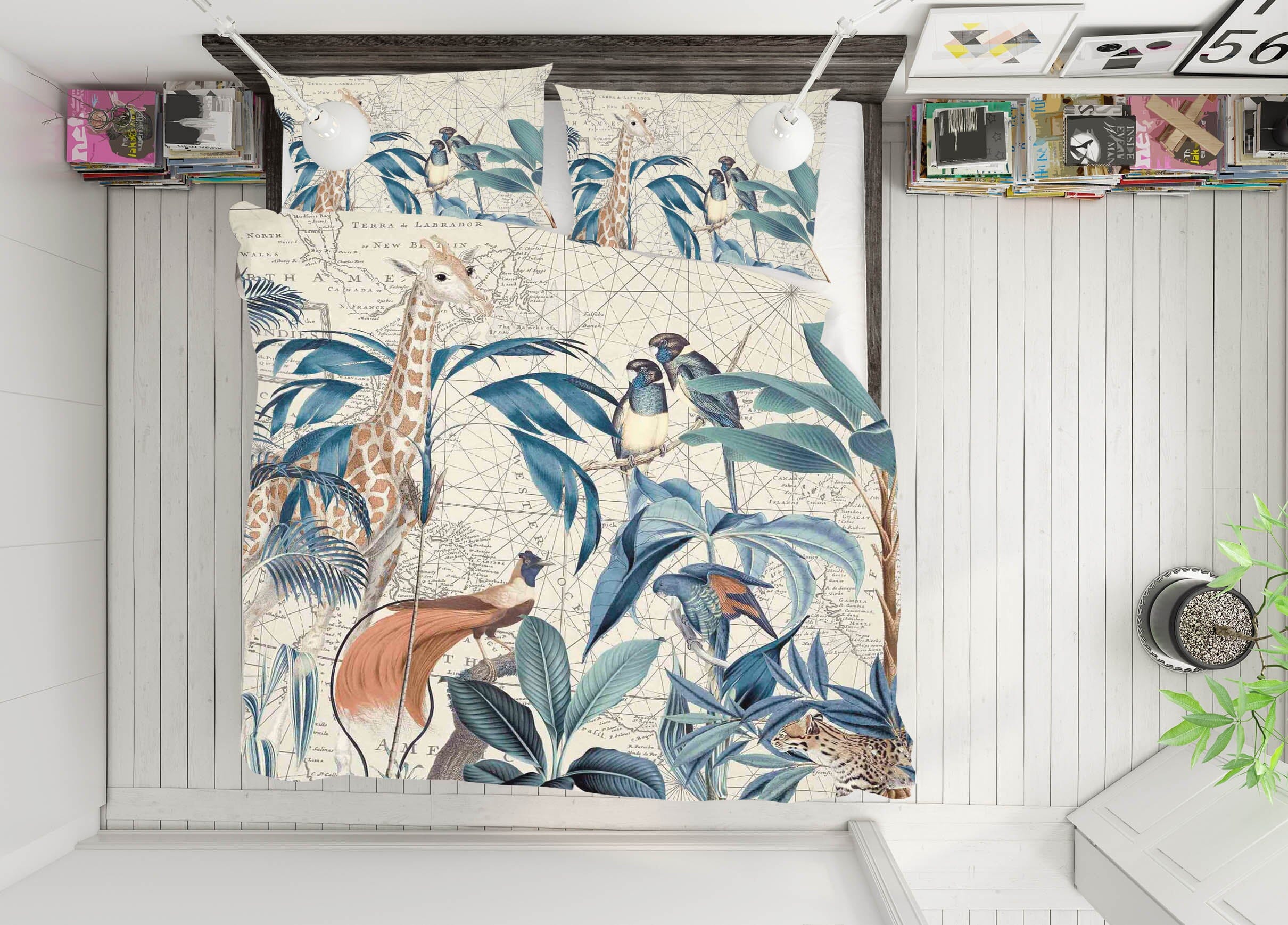 3D Palm Tree Map 2146 Andrea haase Bedding Bed Pillowcases Quilt Quiet Covers AJ Creativity Home 