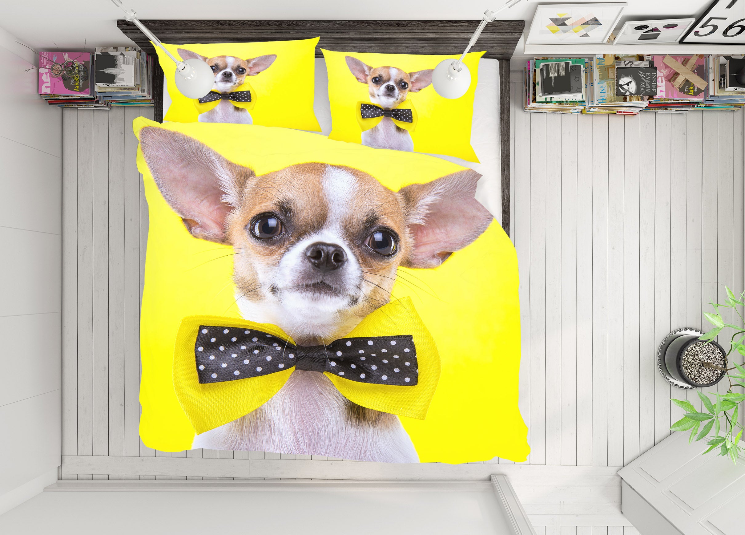 3D Yellow Small Dog 15066 Bed Pillowcases Quilt