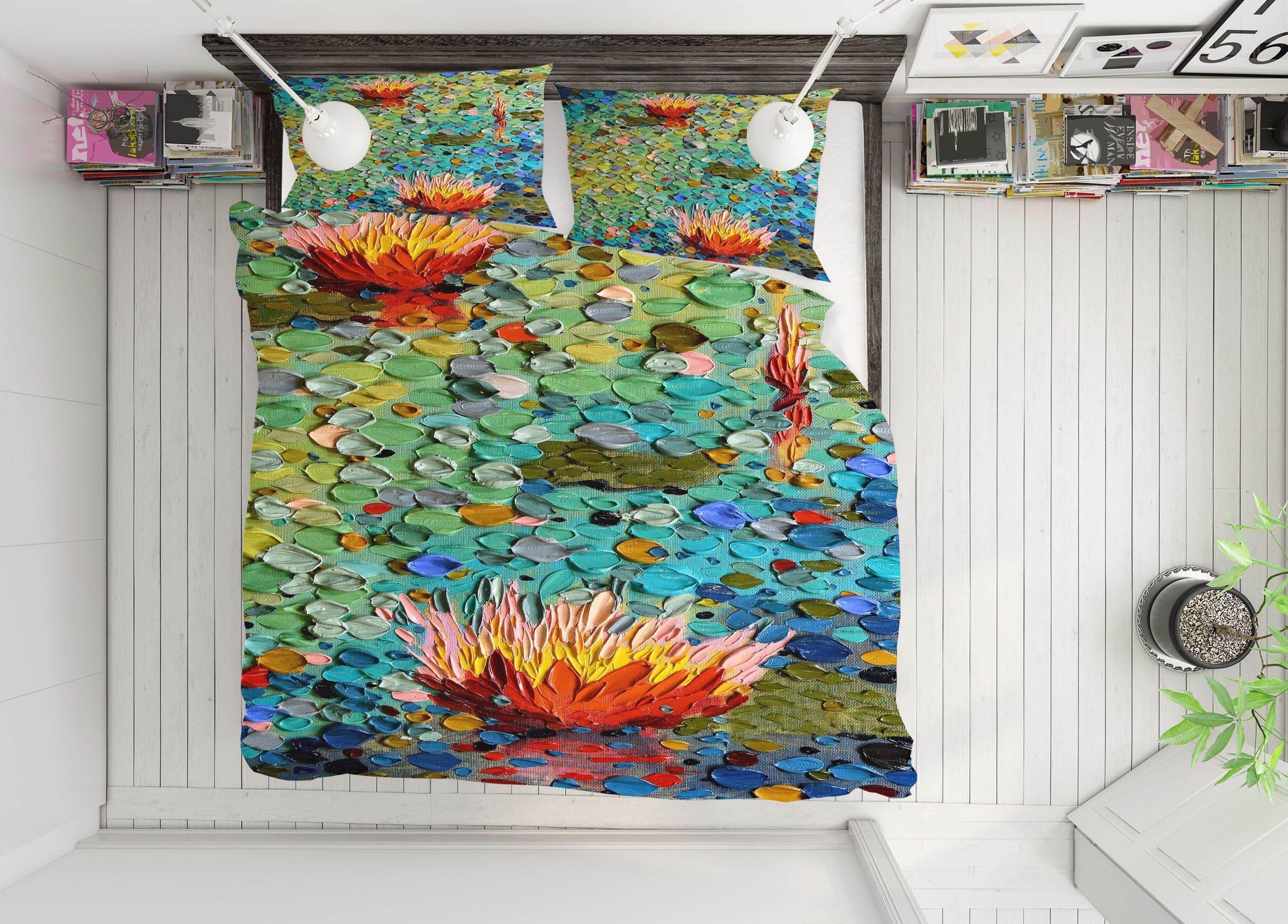 3D Lotus Pond 2120 Dena Tollefson bedding Bed Pillowcases Quilt Quiet Covers AJ Creativity Home 