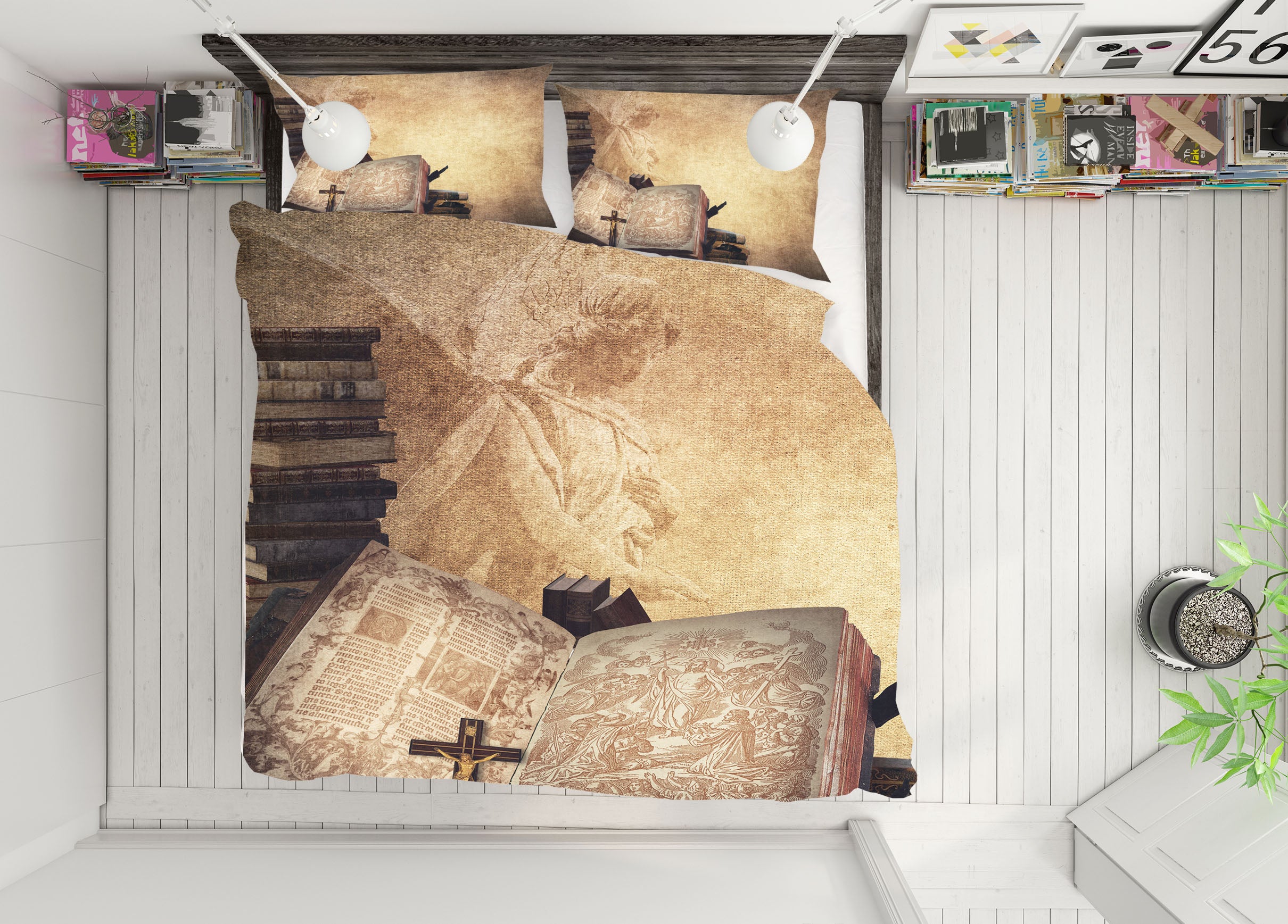 3D Book 19131 Bed Pillowcases Quilt