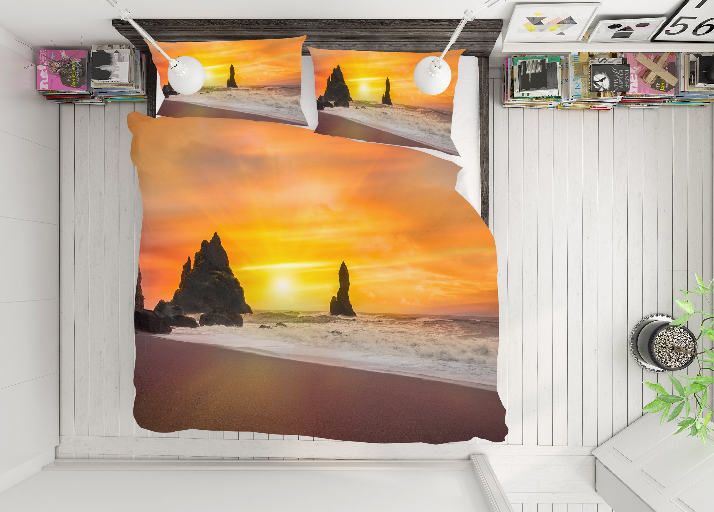 3D Dusk Sea Stones 081 Marco Carmassi Bedding Bed Pillowcases Quilt