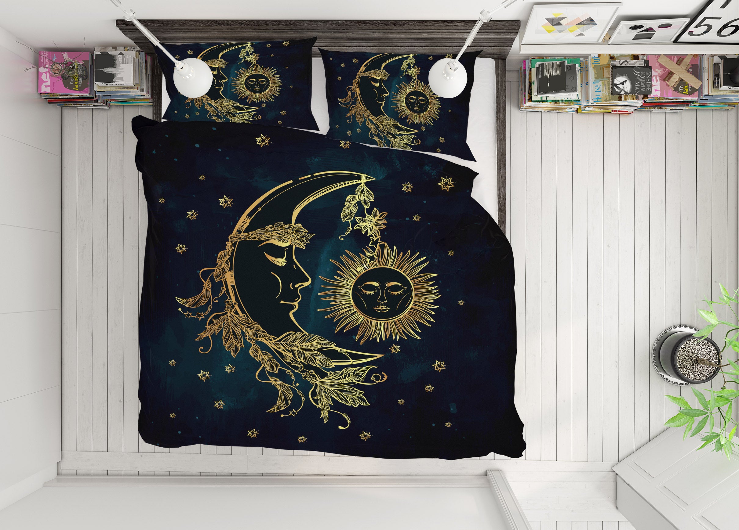 3D Moon Sun 61128 Bed Pillowcases Quilt