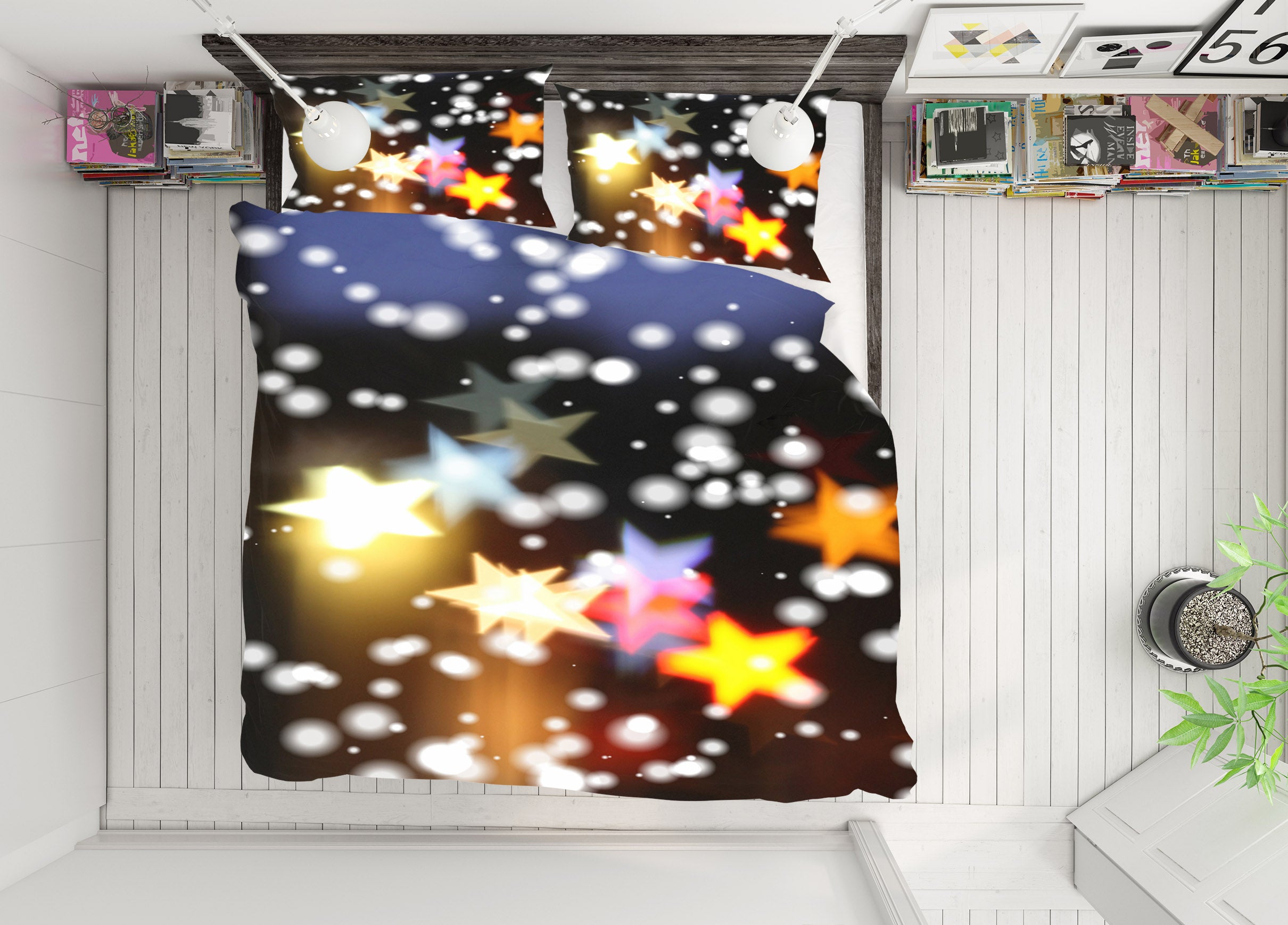 3D Five-Pointed Star 51065 Christmas Quilt Duvet Cover Xmas Bed Pillowcases