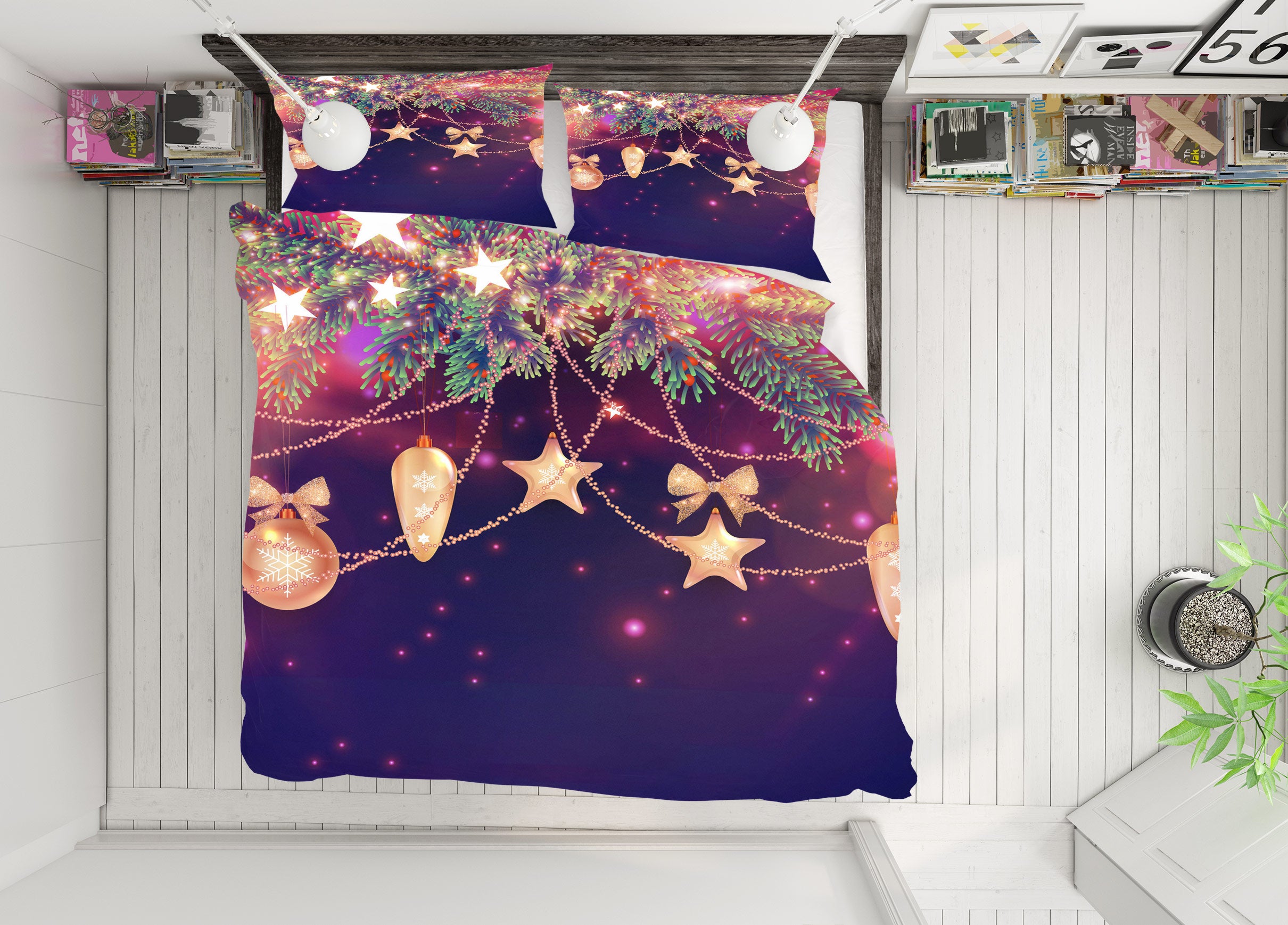 3D Five-Pointed Star Light Post 50043 Christmas Quilt Duvet Cover Xmas Bed Pillowcases