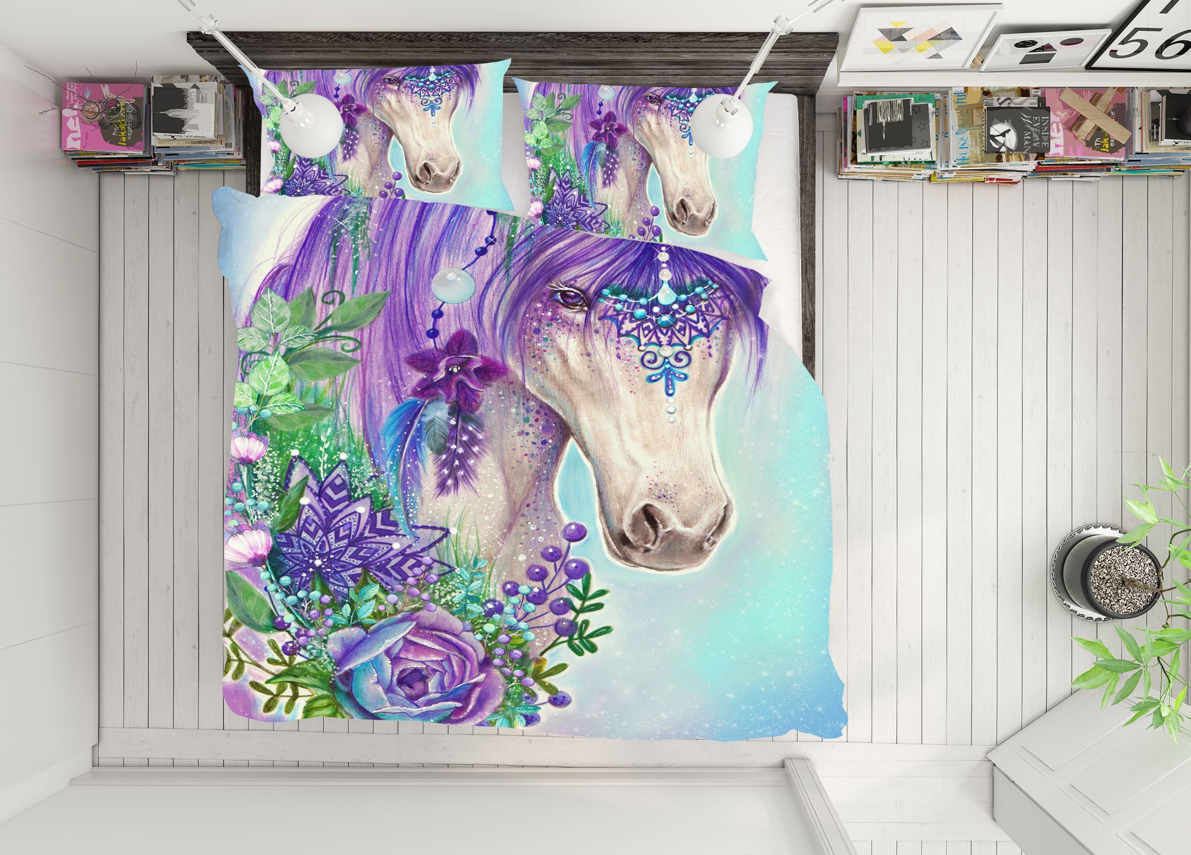 3D Purple Unicorn Petals 8553 Sheena Pike Bedding Bed Pillowcases Quilt Cover Duvet Cover