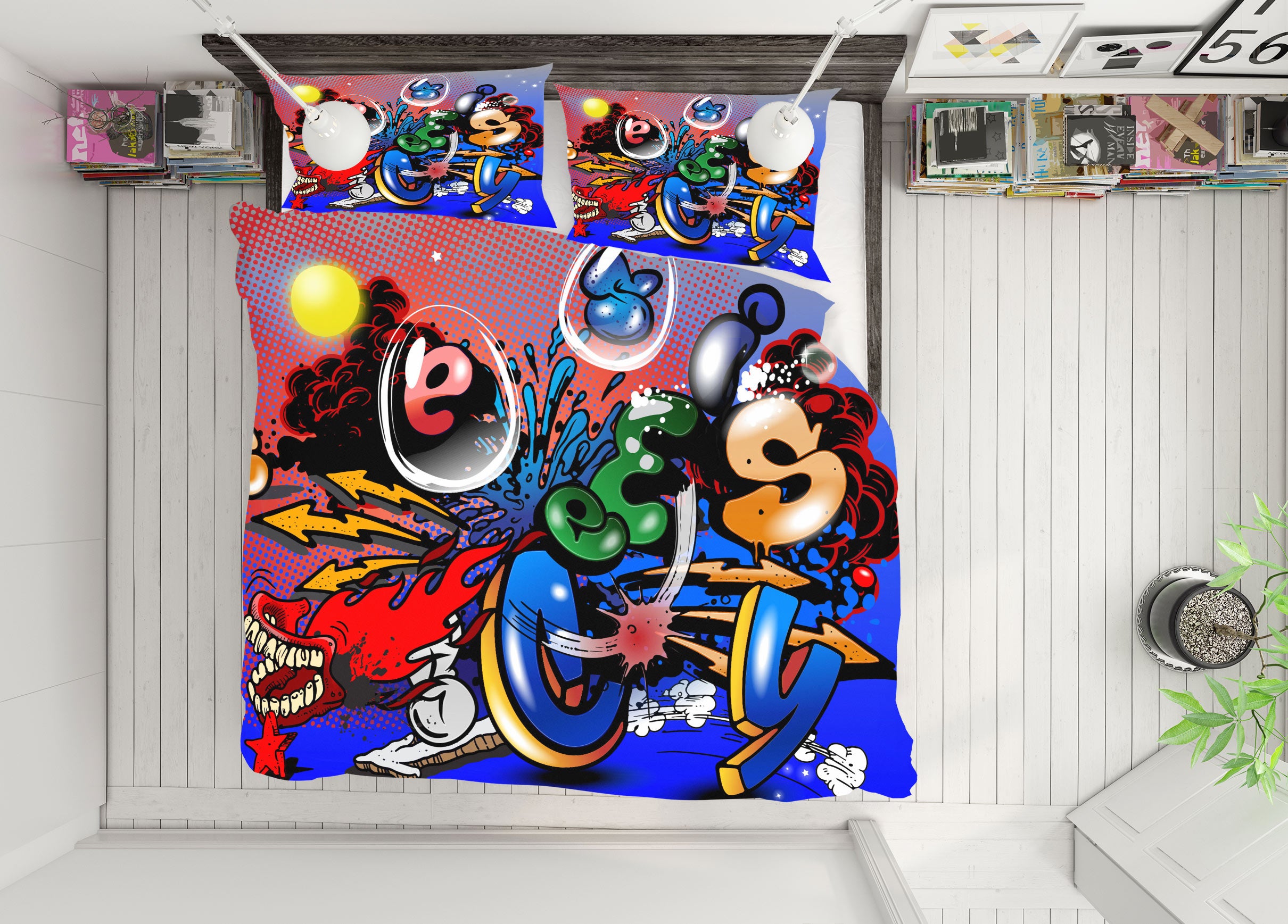 3D Colorful Graffiti Font 60072 Bed Pillowcases Quilt