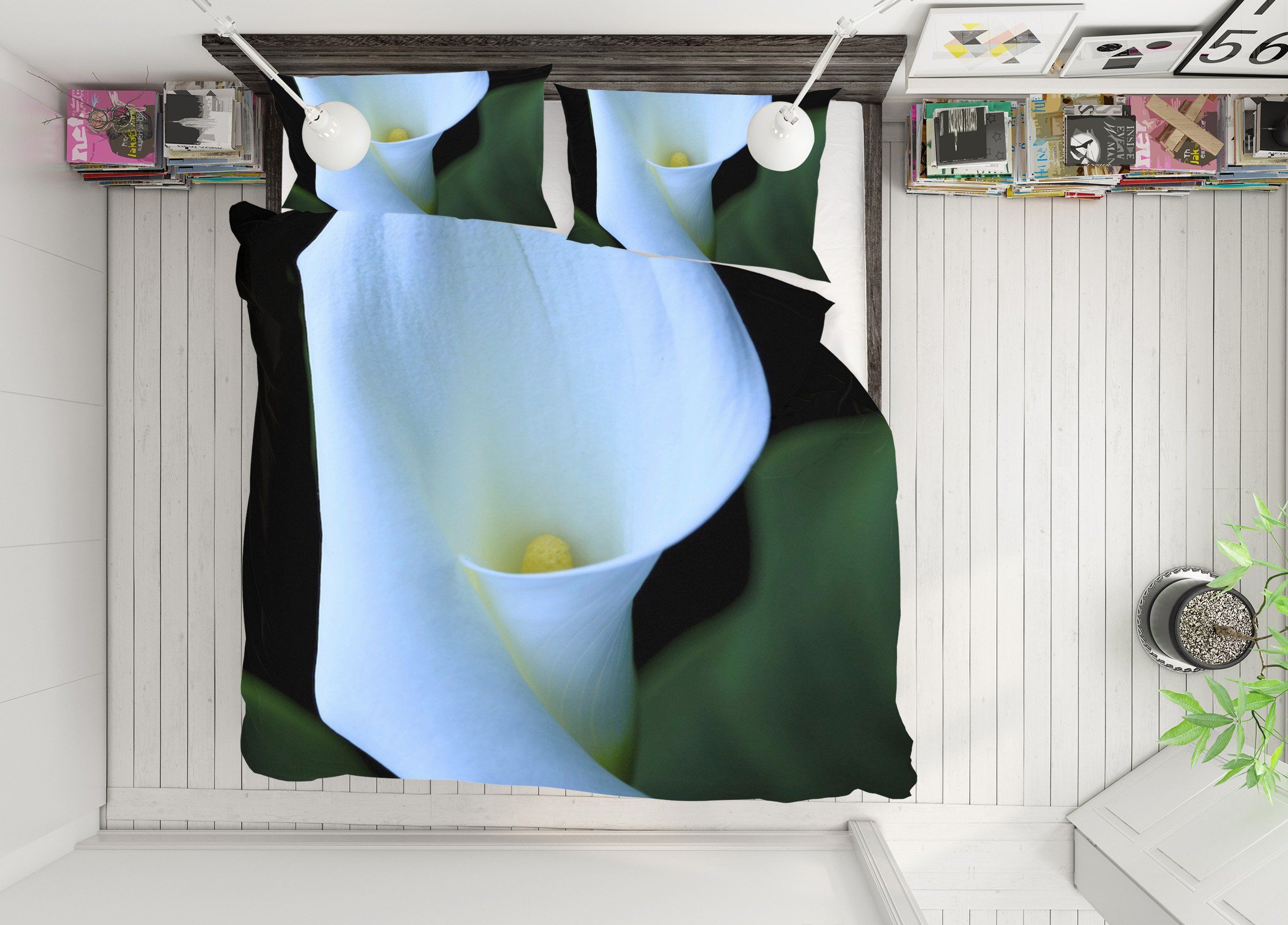 3D Calla Flower 2129 Kathy Barefield Bedding Bed Pillowcases Quilt Quiet Covers AJ Creativity Home 