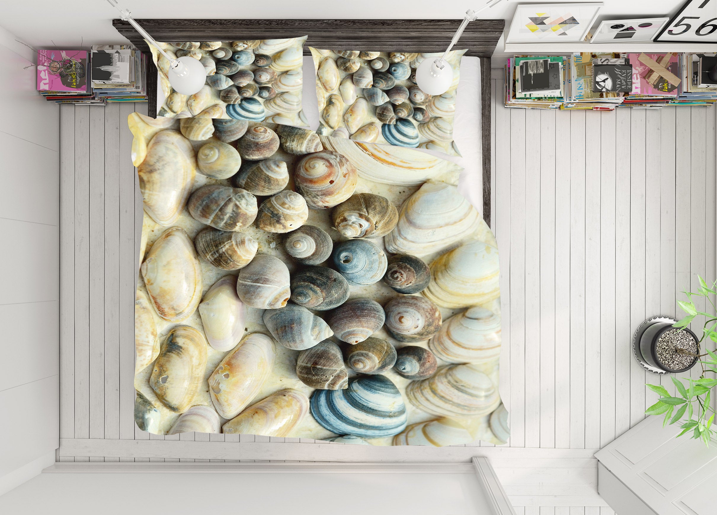 3D Shell 12145 Bed Pillowcases Quilt