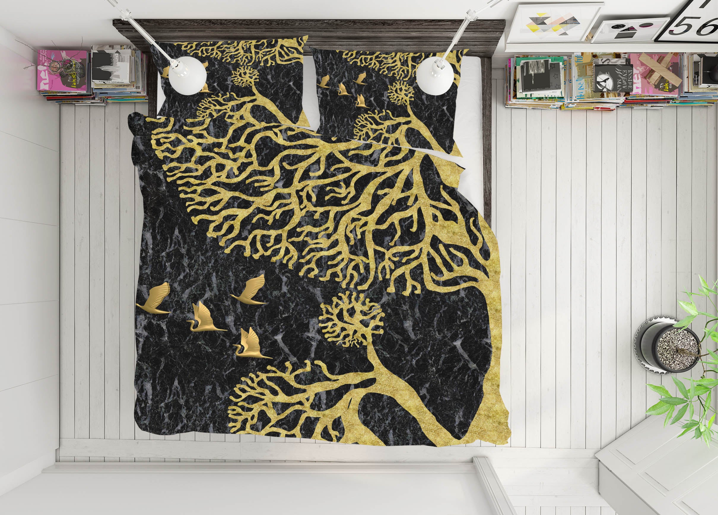 3D Golden Trees 16032 Bed Pillowcases Quilt