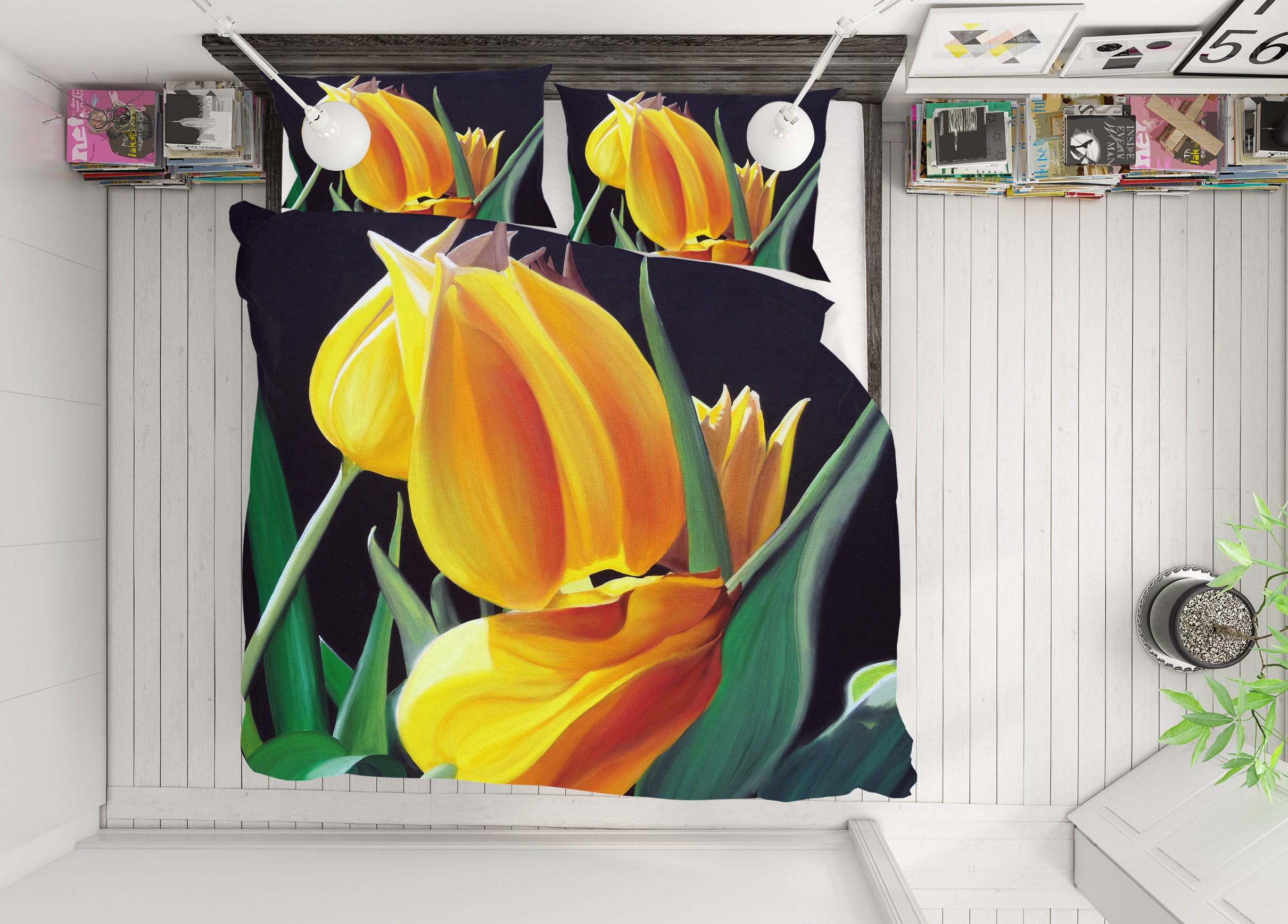 3D Yellow Flower 11072 Matthew Holden Bates Bedding Bed Pillowcases Quilt