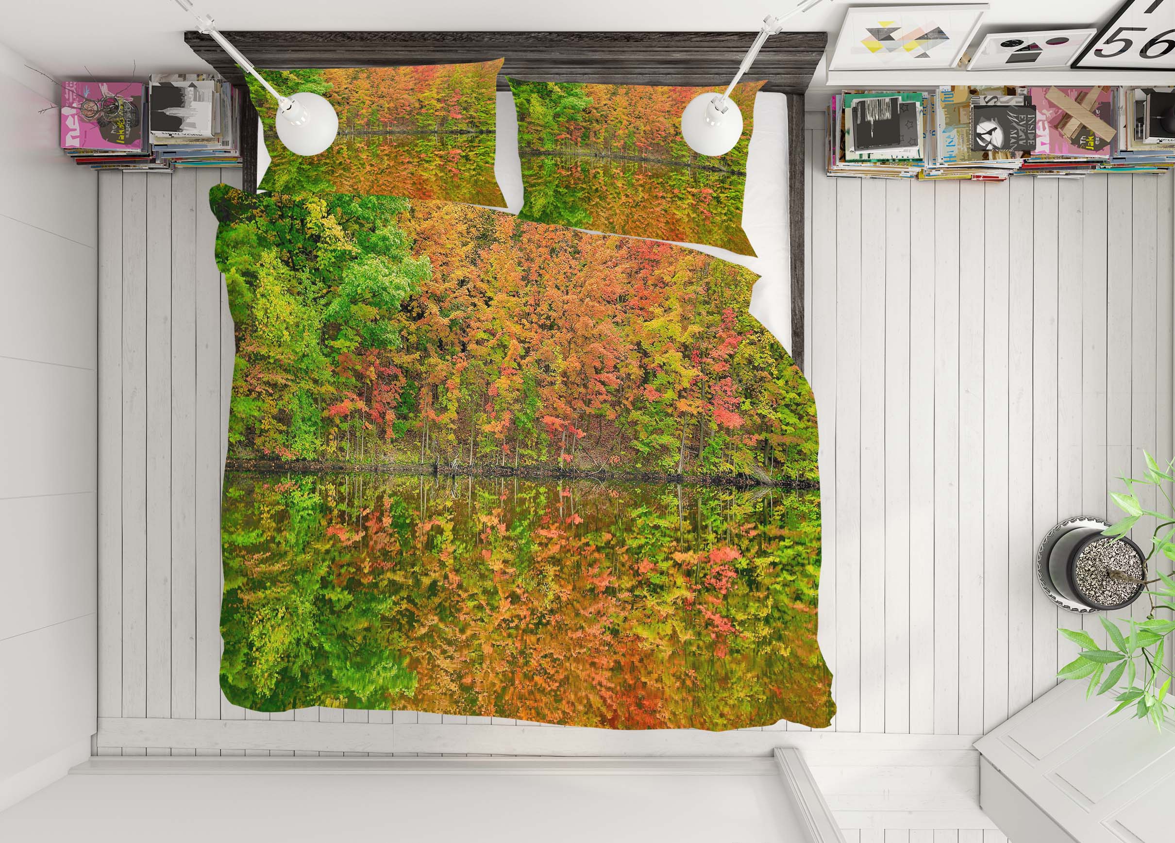 3D Fall Reflections 62011 Kathy Barefield Bedding Bed Pillowcases Quilt