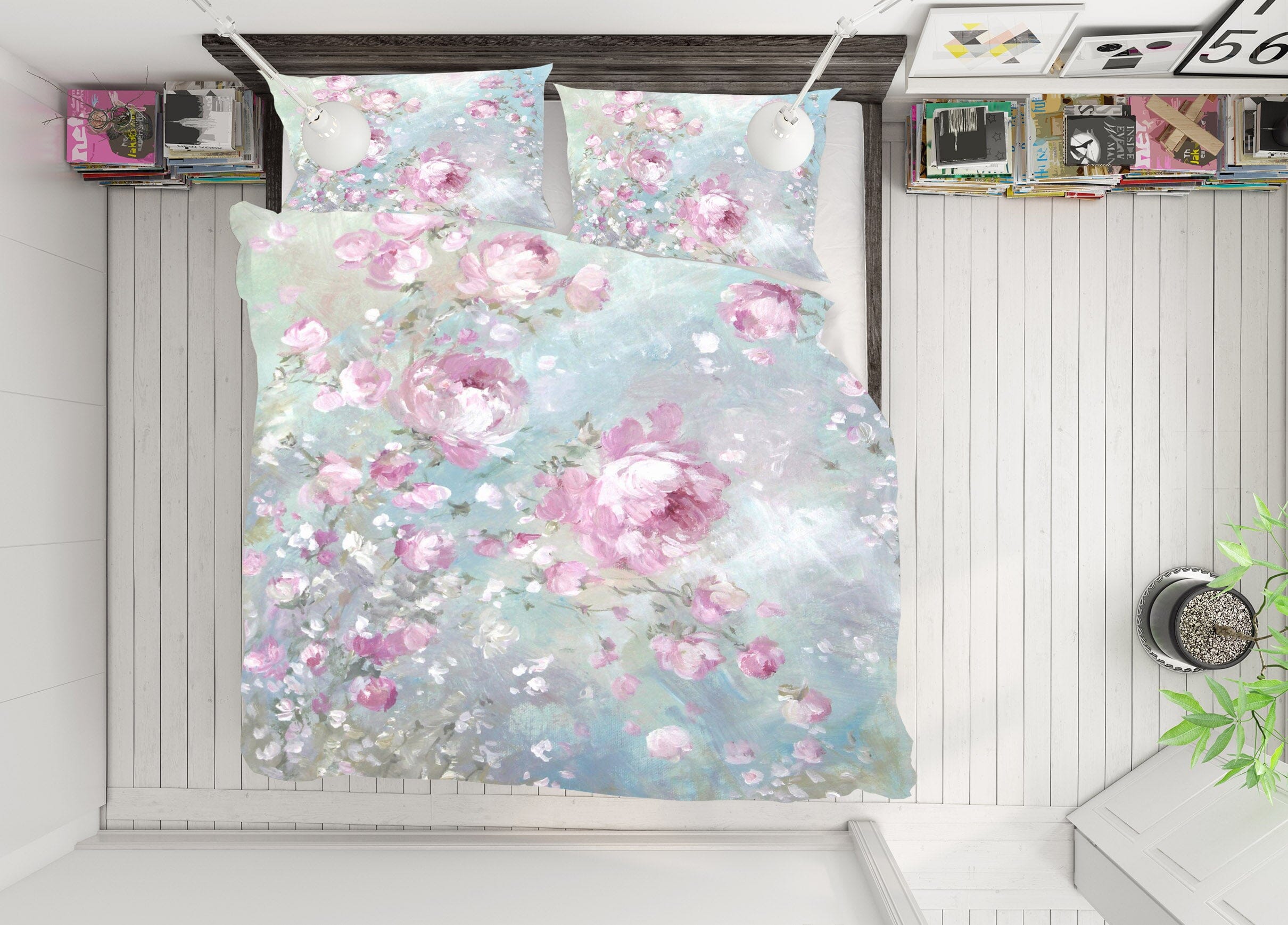 3D Rose Bunch 036 Debi Coules Bedding Bed Pillowcases Quilt Quiet Covers AJ Creativity Home 