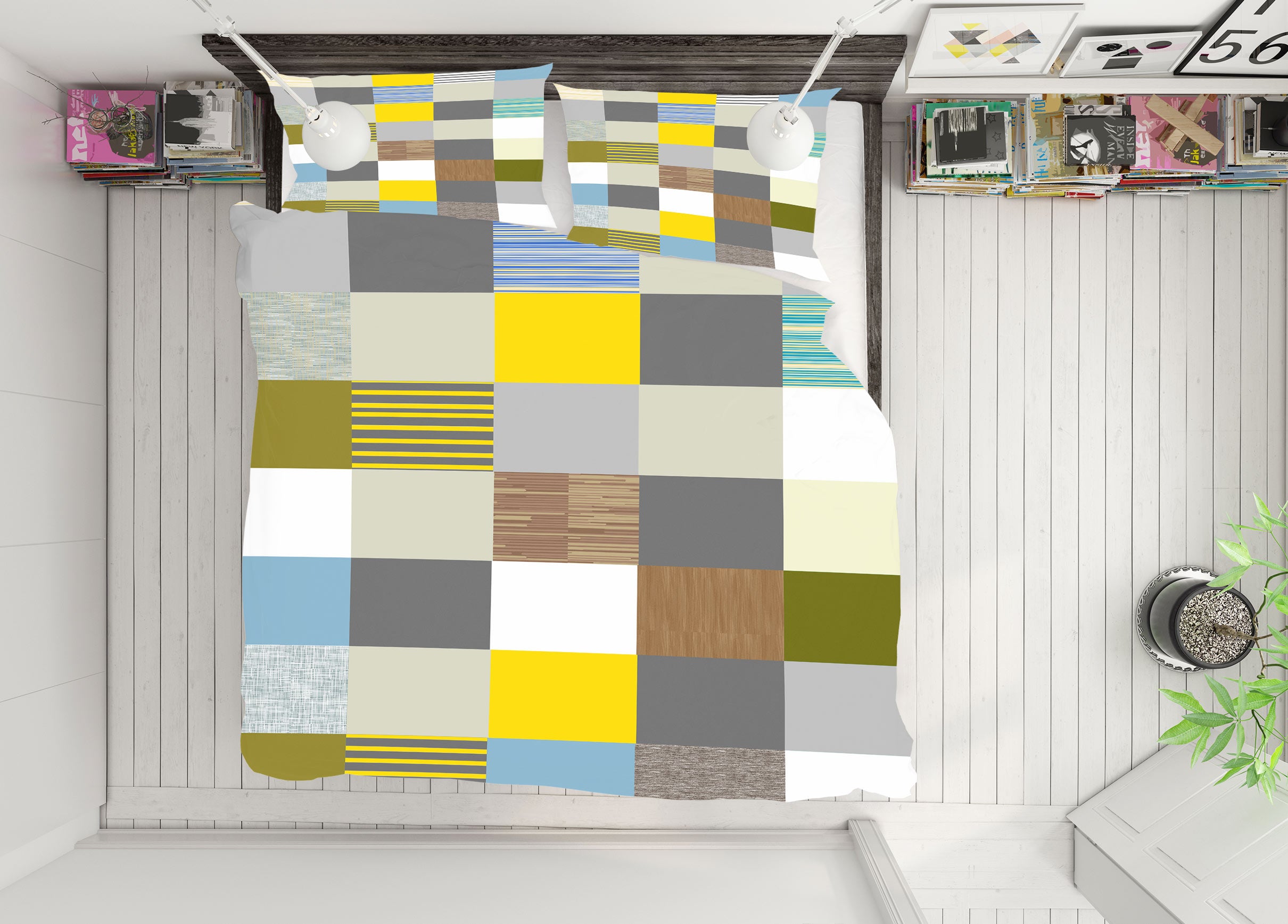 3D Color Square 59104 Bed Pillowcases Quilt
