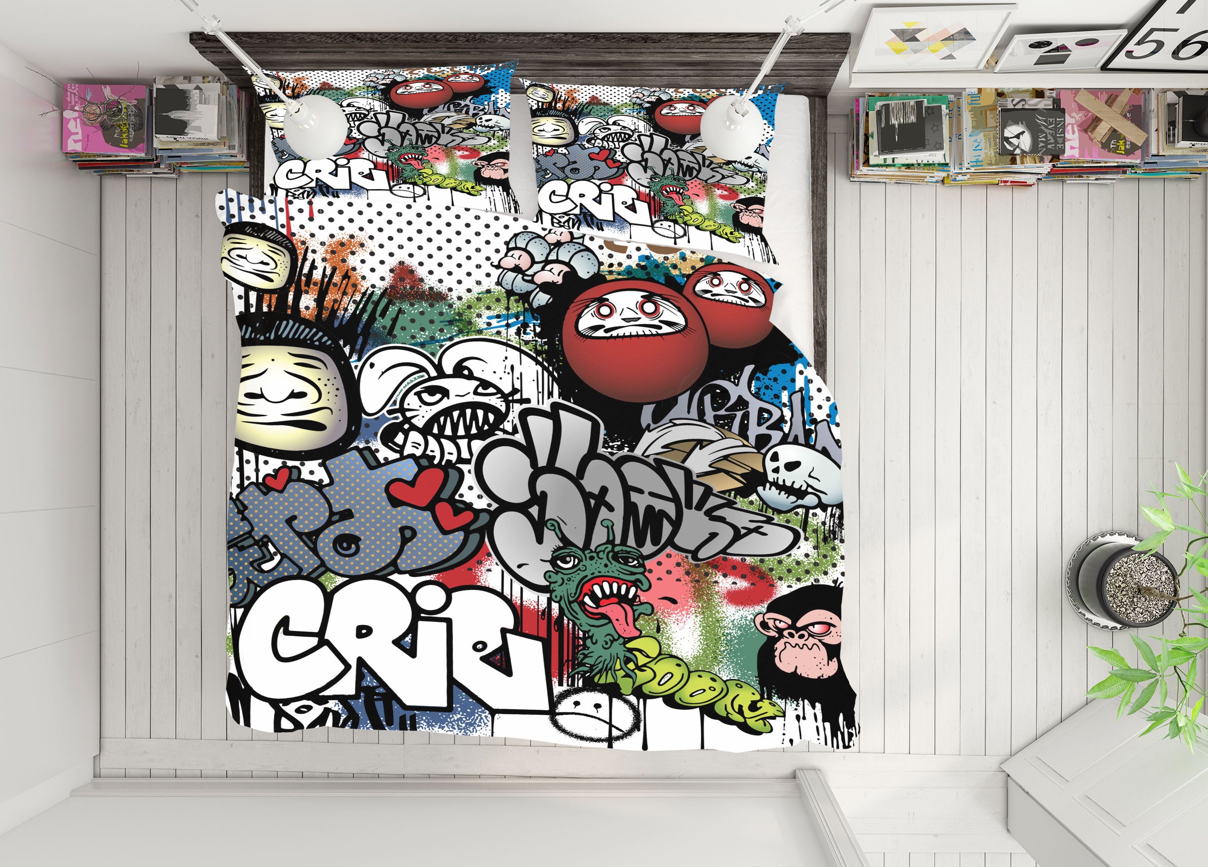 3D Graffiti Pattern 60074 Bed Pillowcases Quilt
