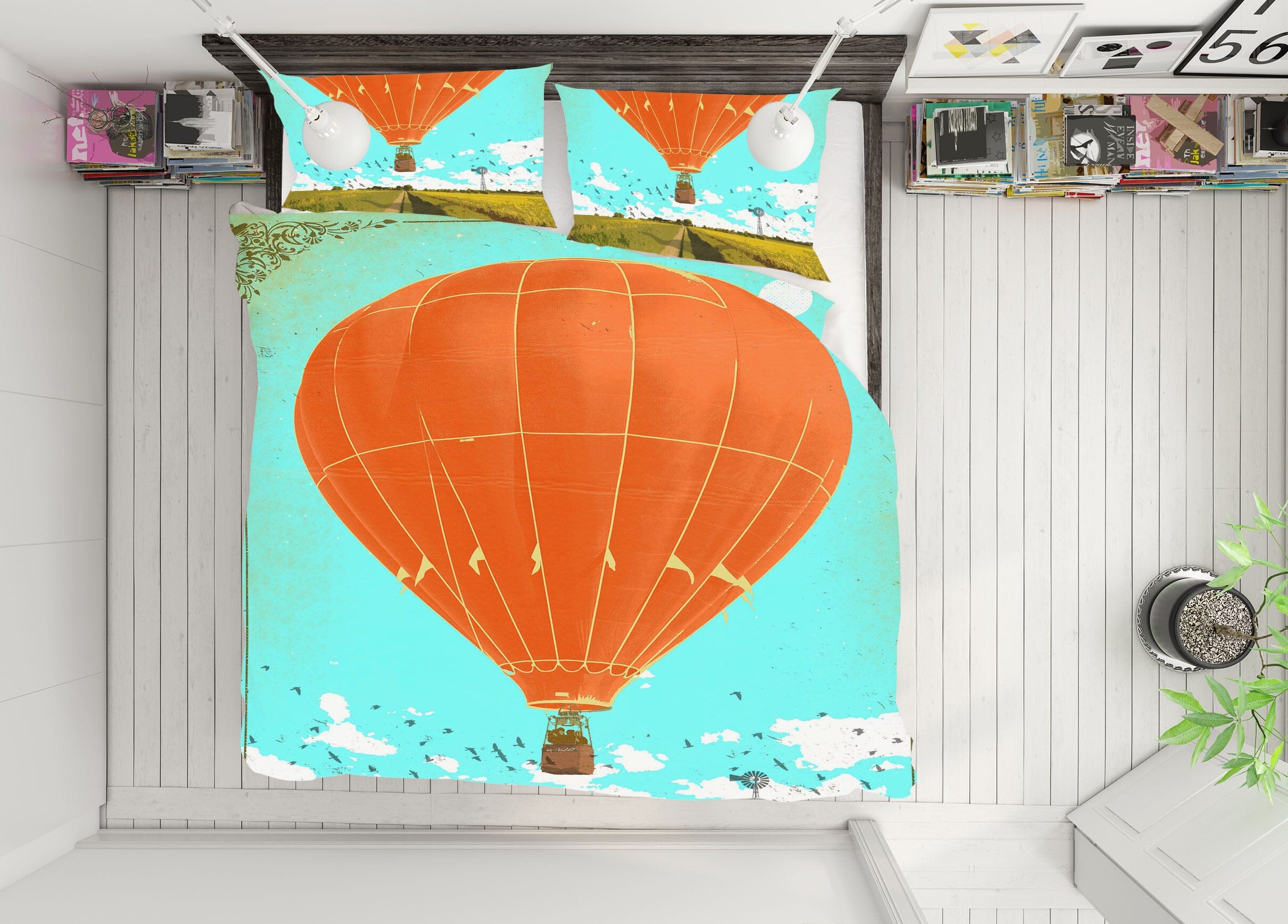 3D Hot Air Balloon 2107 Showdeer Bedding Bed Pillowcases Quilt Quiet Covers AJ Creativity Home 