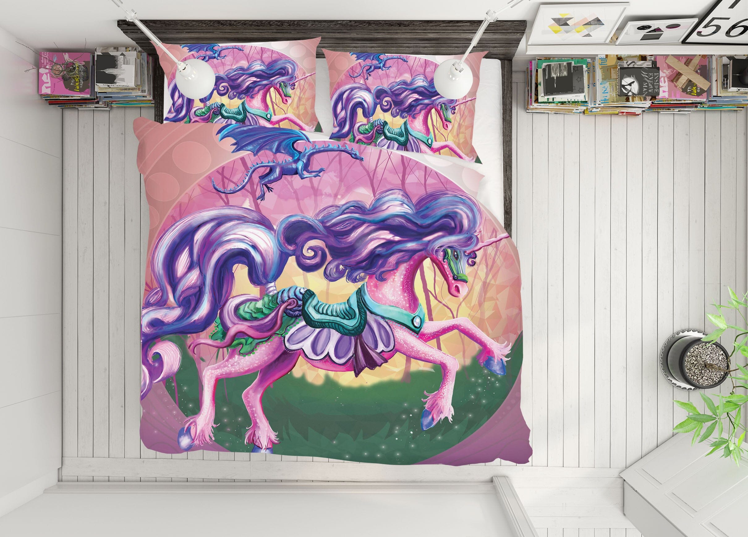 3D Unicorn Princess 121 Rose Catherine Khan Bedding Bed Pillowcases Quilt Quiet Covers AJ Creativity Home 