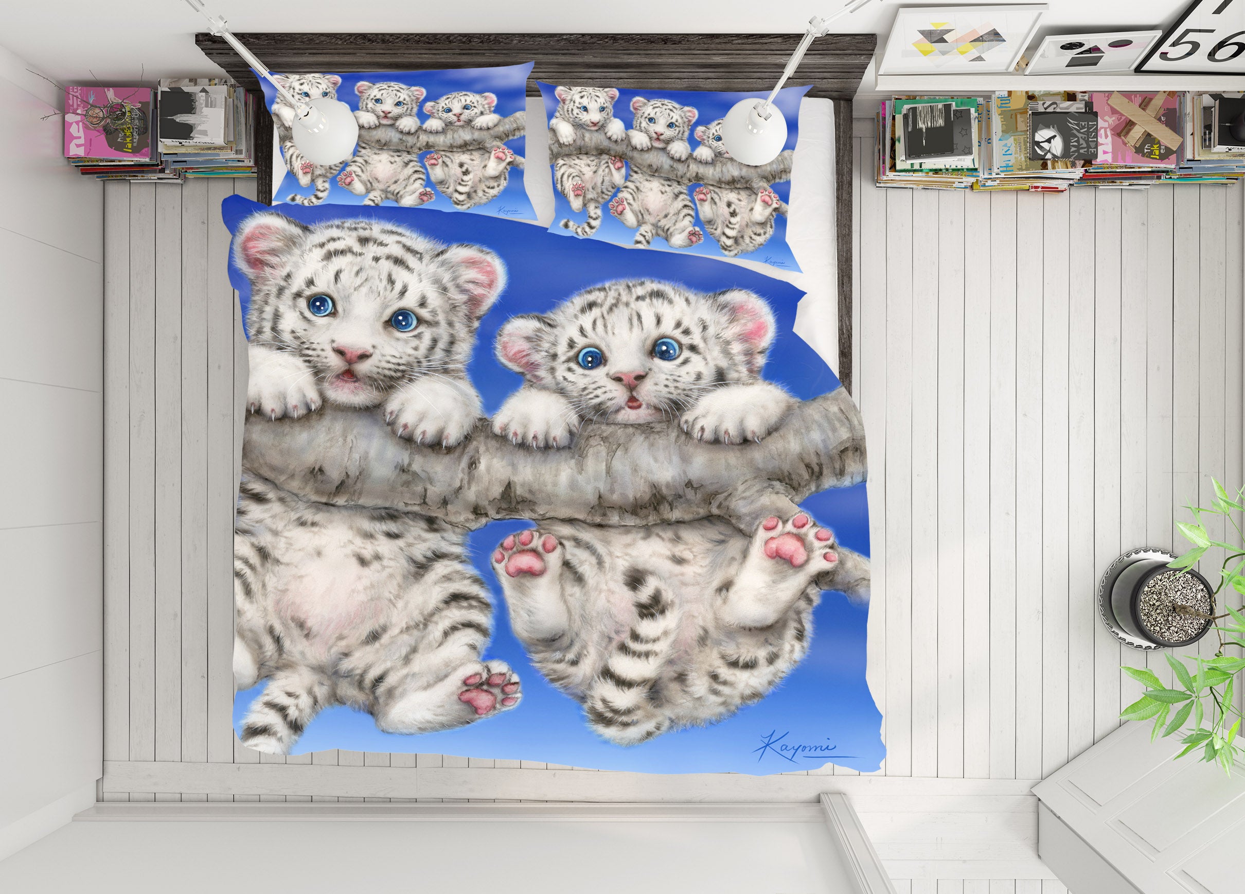 3D Baby White Tiger 5892 Kayomi Harai Bedding Bed Pillowcases Quilt Cover Duvet Cover