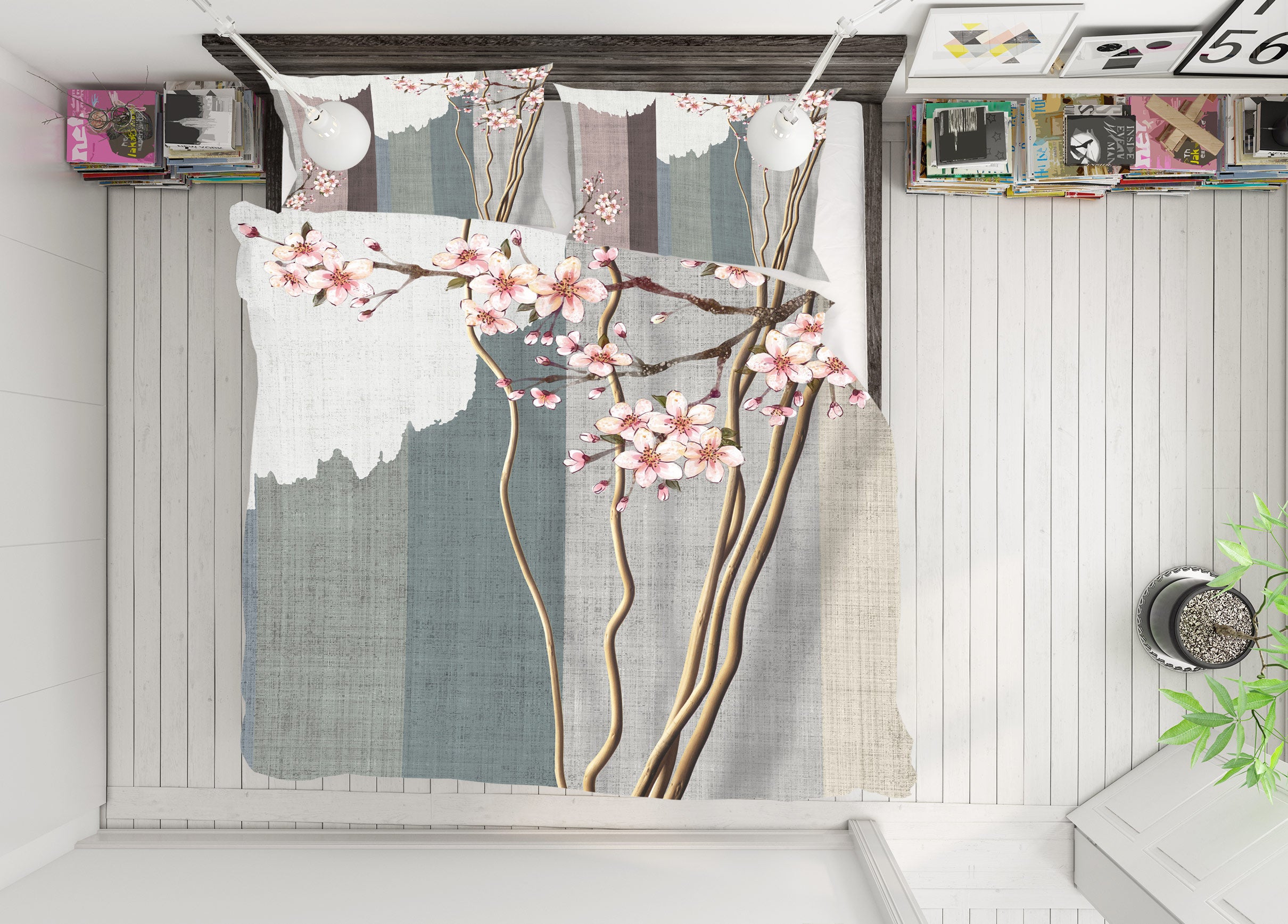 3D Plum Blossom 12083 Bed Pillowcases Quilt